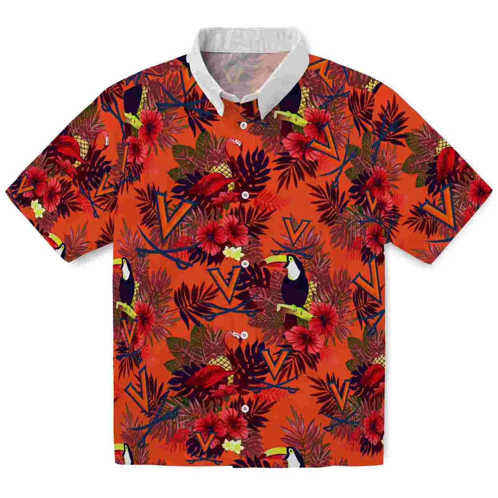 Virginia Cavaliers Floral Toucan Blue Red Hawaiian Shirt