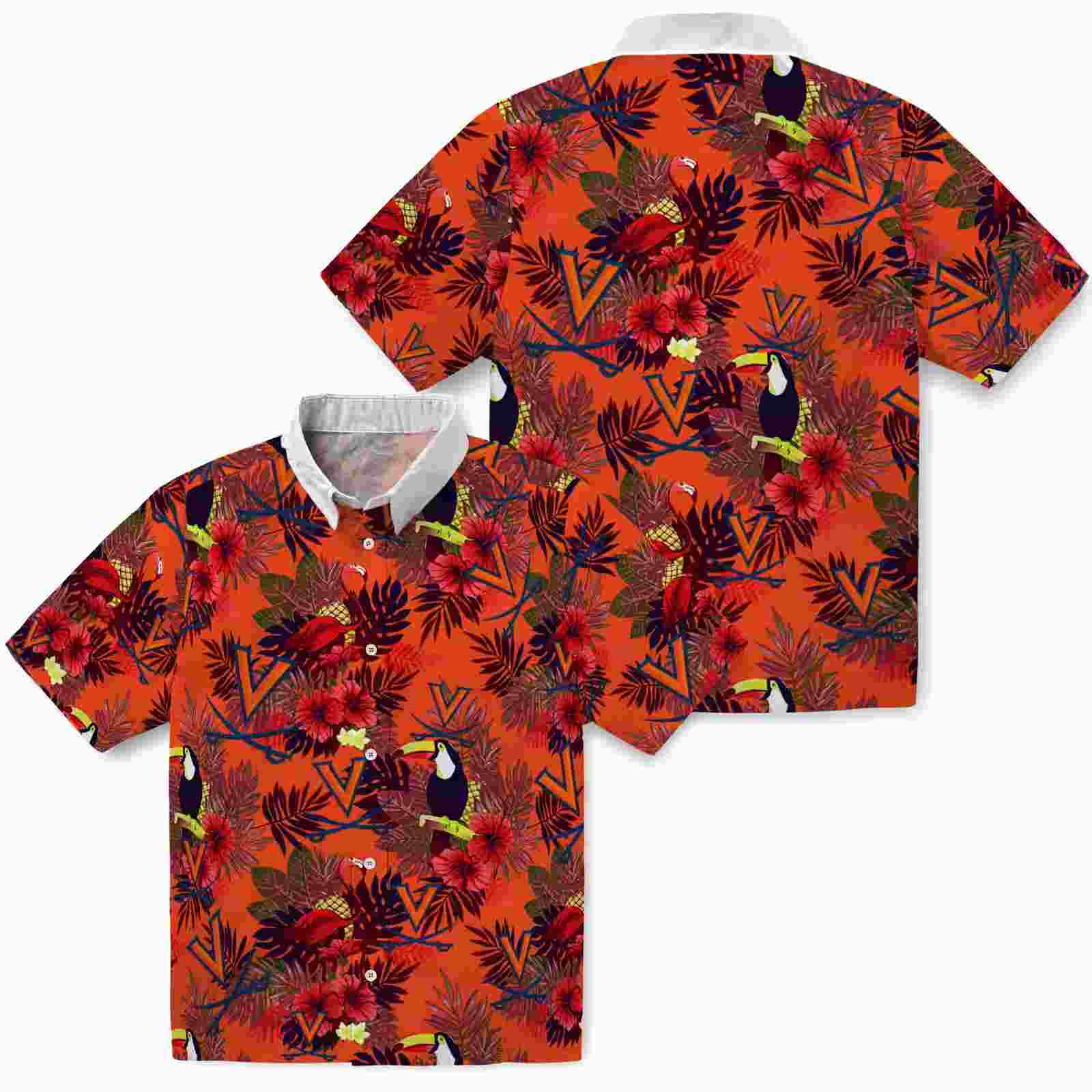 virginia cavaliers floral toucan blue red hawaiian shirt high quality