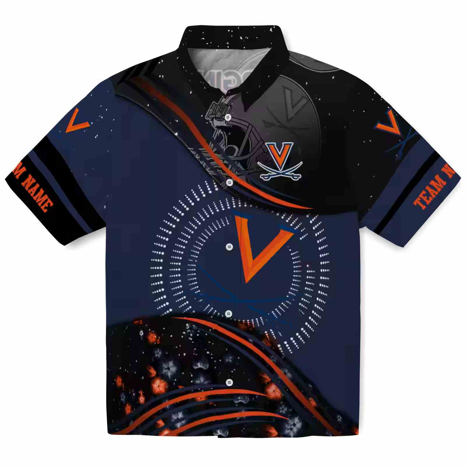 Virginia Cavaliers Football Wave Blue Black Hawaiian Shirt