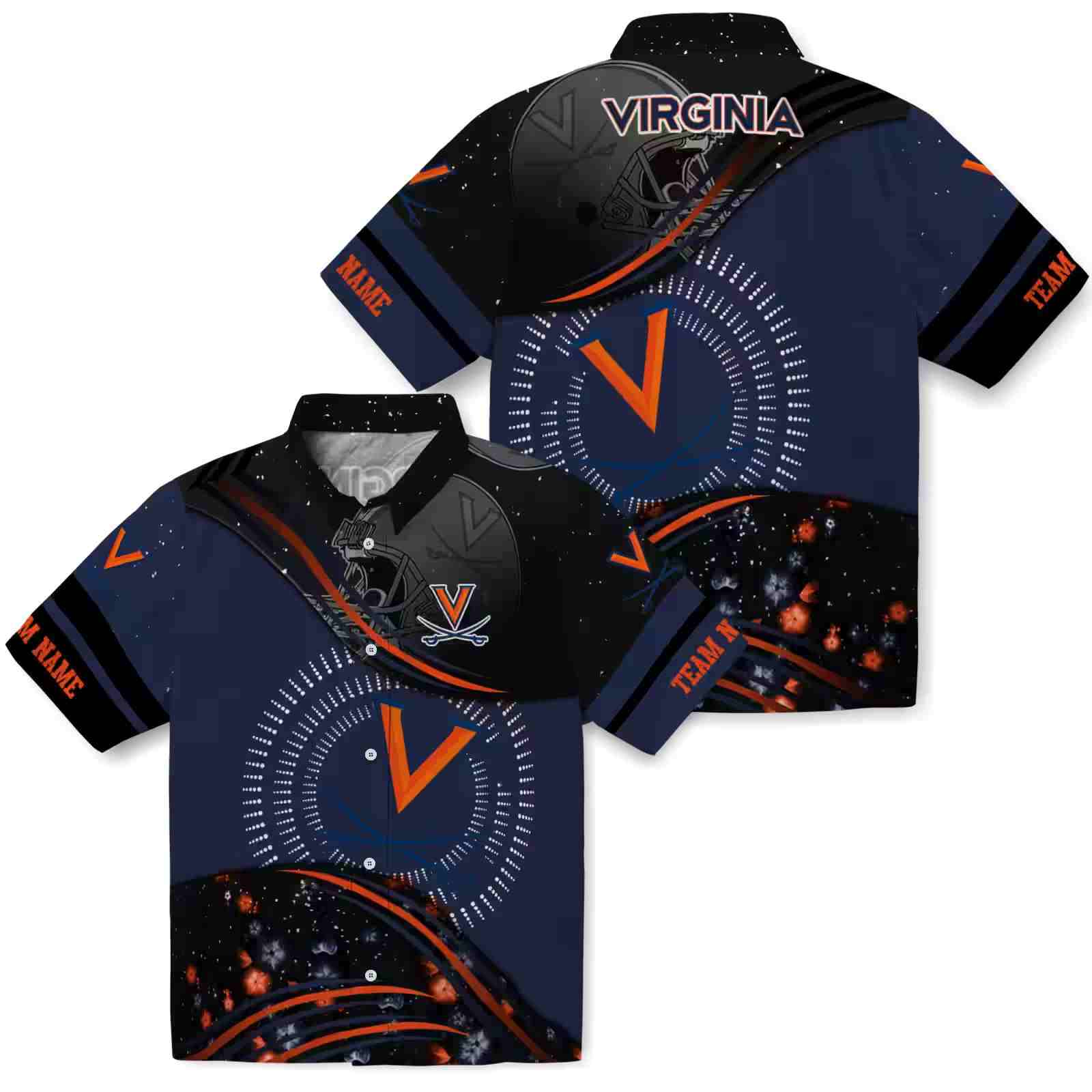 virginia cavaliers football wave blue black hawaiian shirt high quality