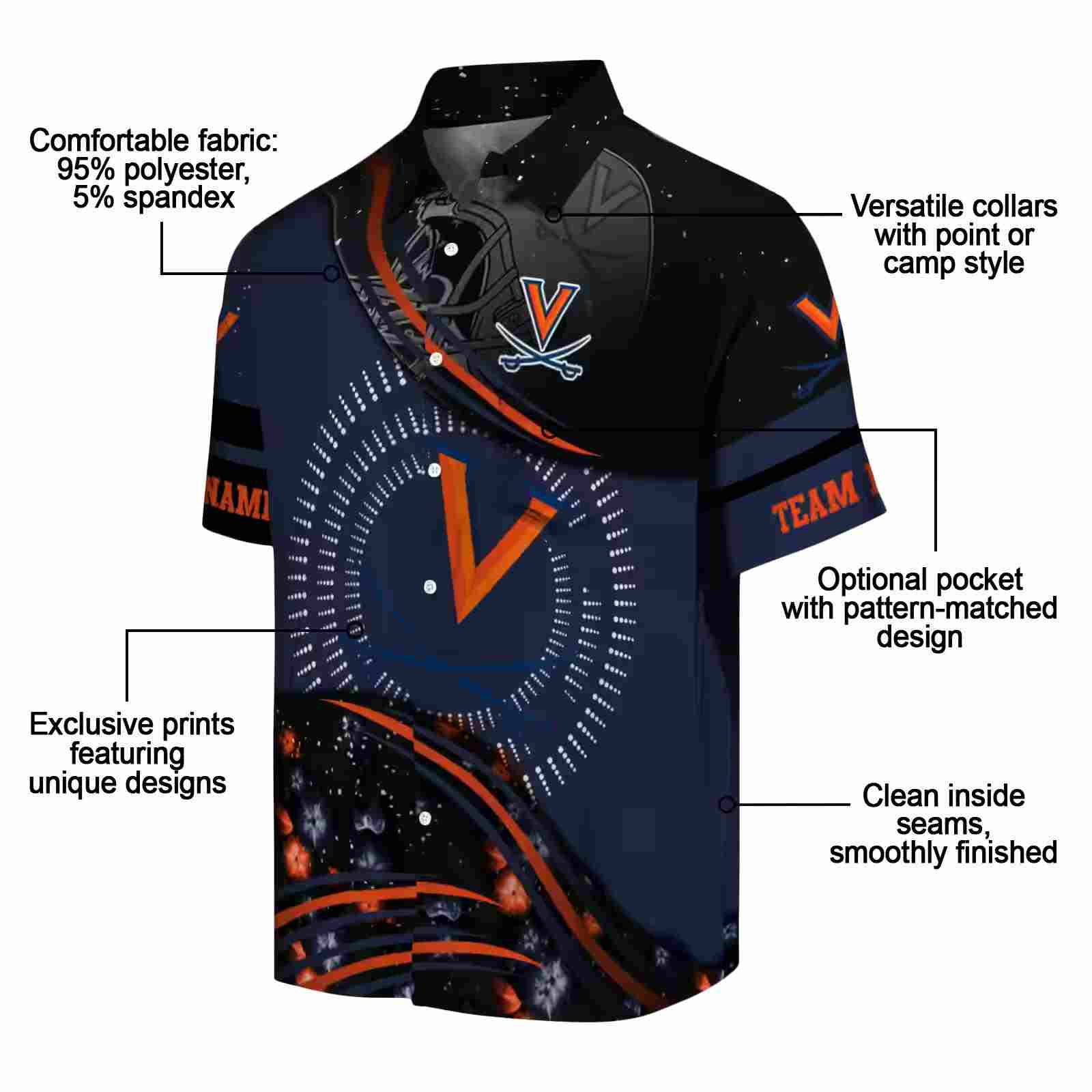 virginia cavaliers football wave blue black hawaiian shirt new arrival