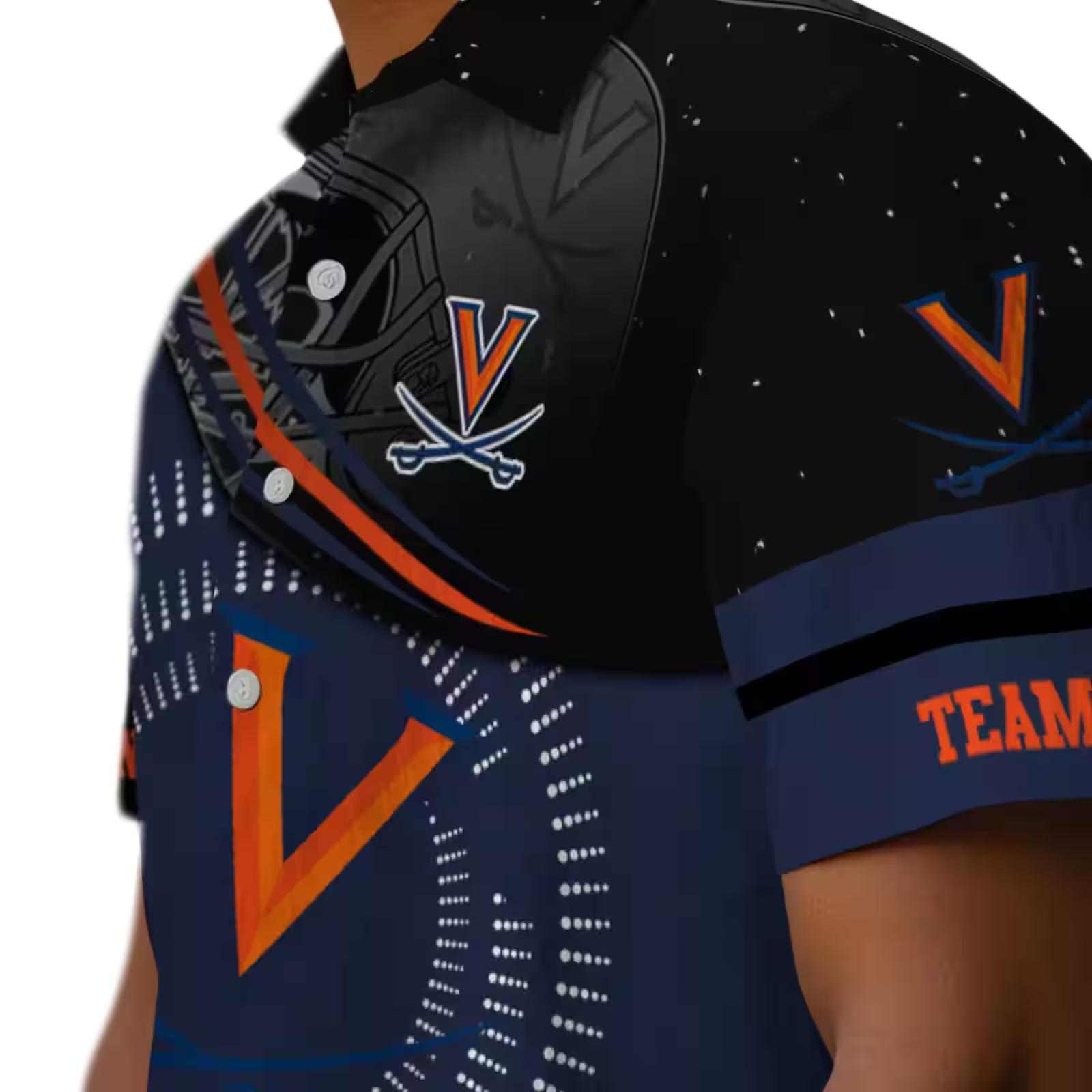 virginia cavaliers football wave blue black hawaiian shirt trendy