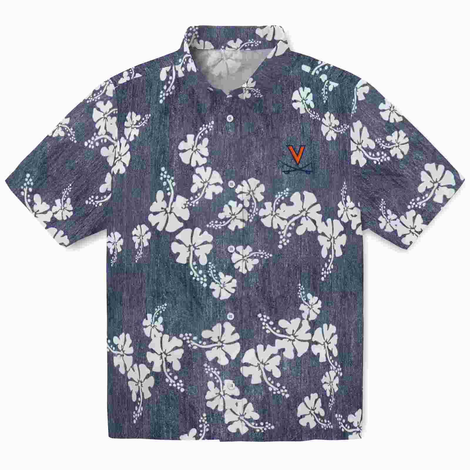 Virginia Cavaliers Hibiscus Clusters Blue Hawaiian Shirt