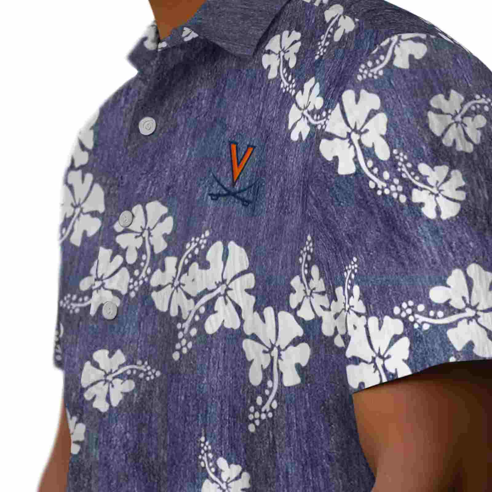 virginia cavaliers hibiscus clusters blue hawaiian shirt trendy