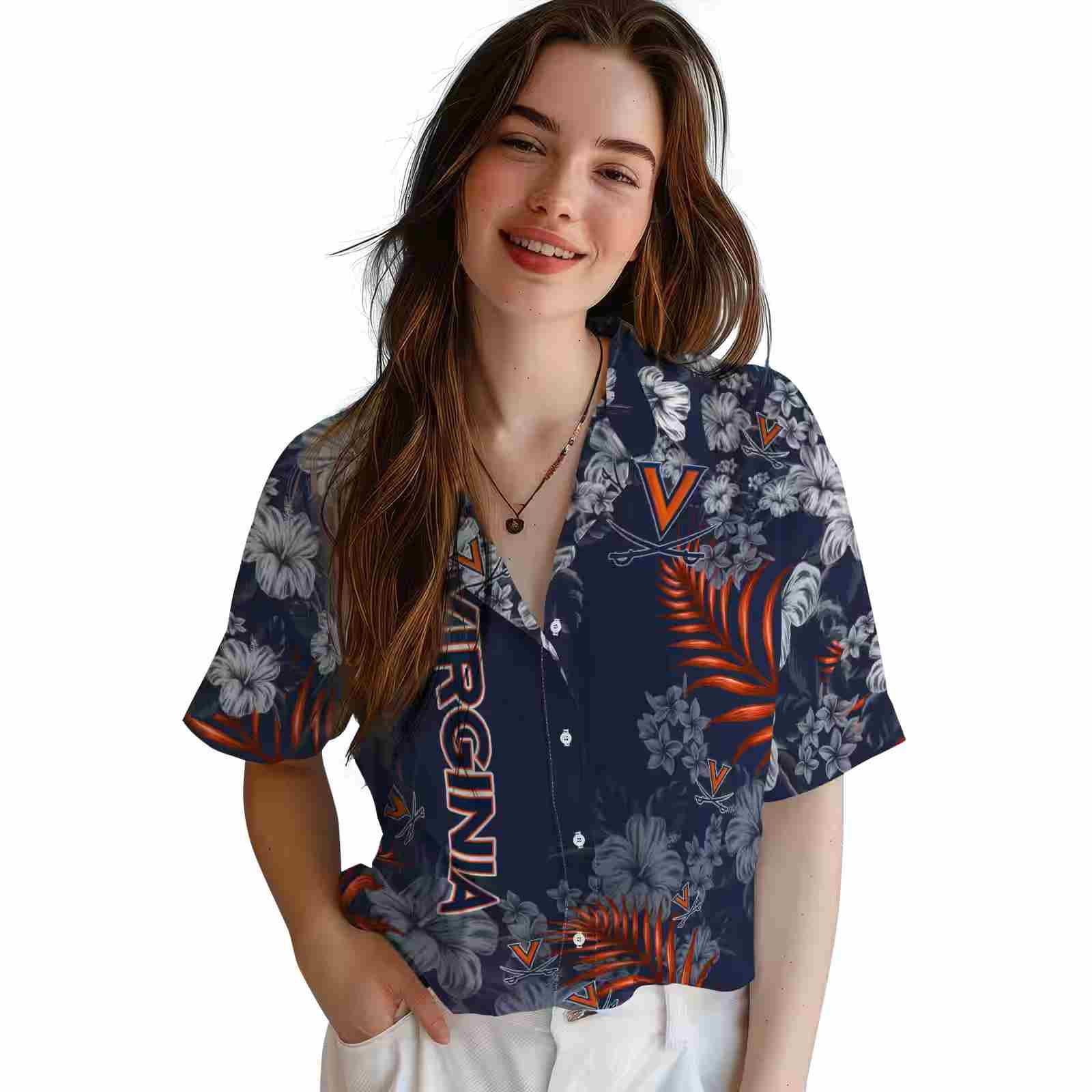 virginia cavaliers hibiscus print blue hawaiian shirt latest model