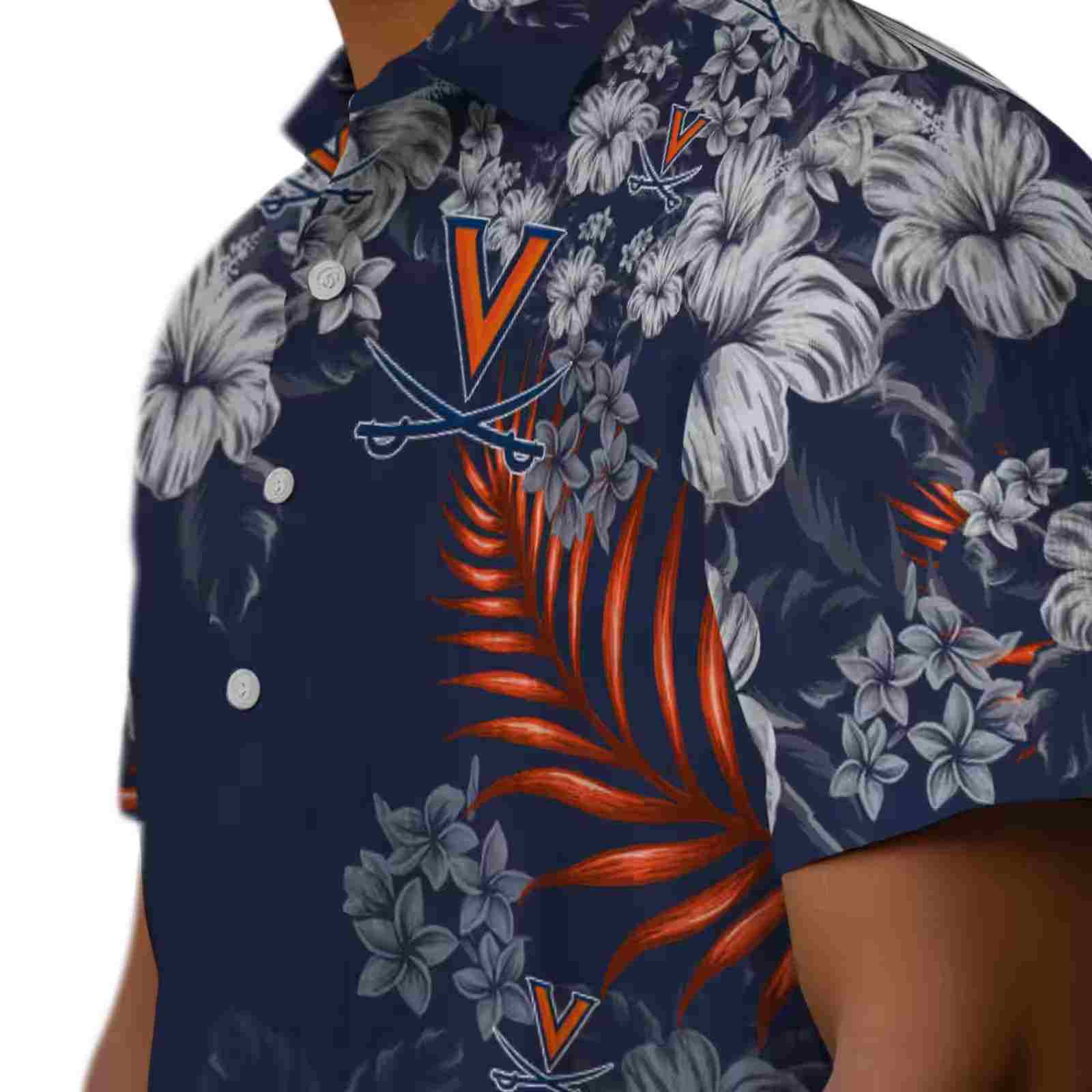 virginia cavaliers hibiscus print blue hawaiian shirt trendy