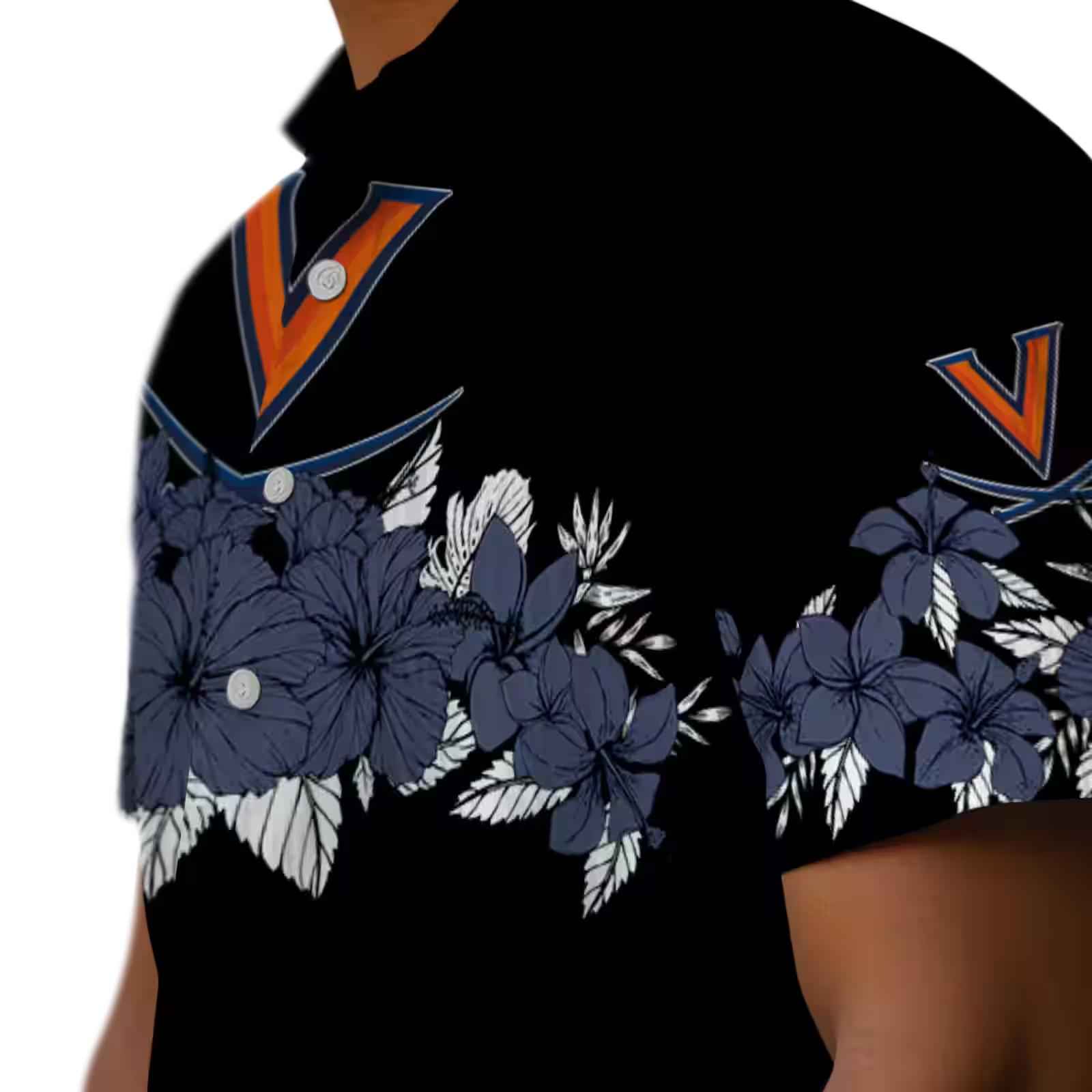 virginia cavaliers hibiscus stripe blue black hawaiian shirt trendy