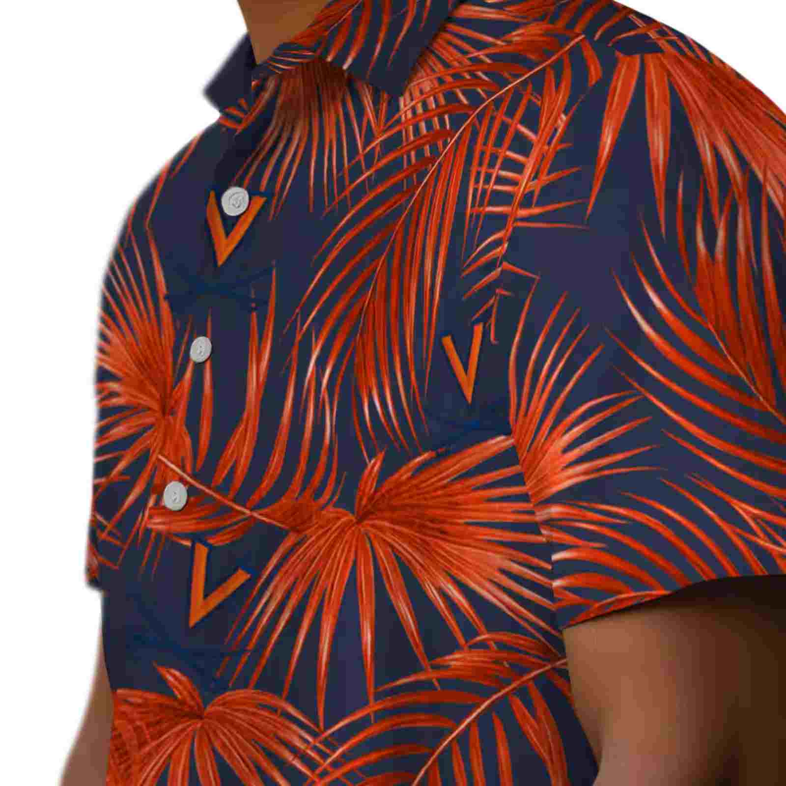 virginia cavaliers leafy palms blue hawaiian shirt trendy