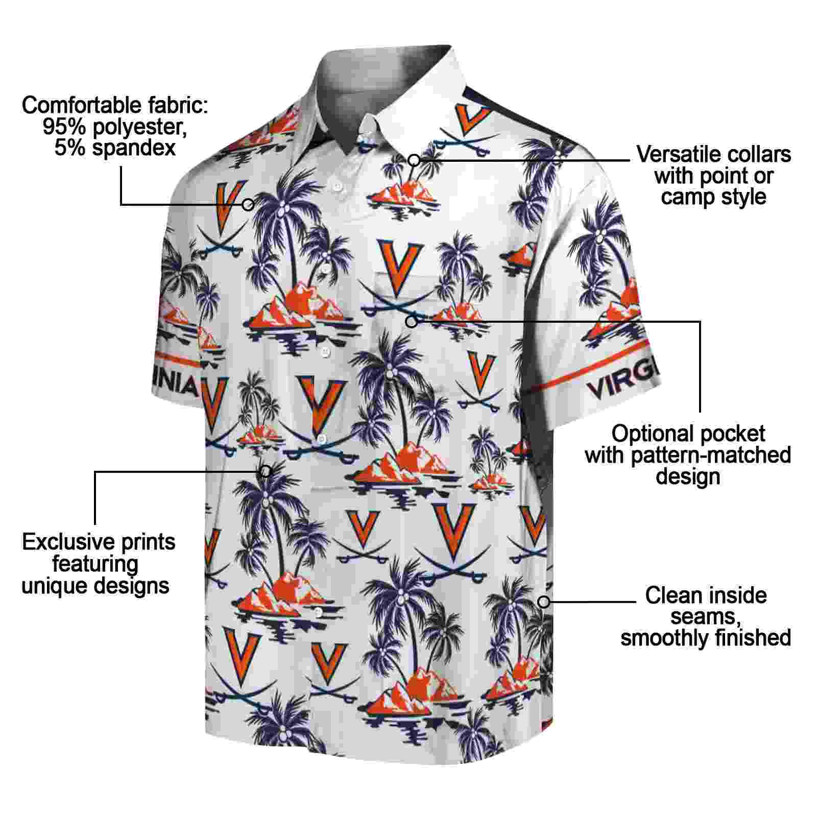 virginia cavaliers palm island print blue white hawaiian shirt new arrival