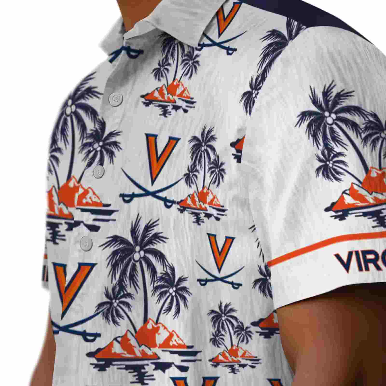 virginia cavaliers palm island print blue white hawaiian shirt trendy