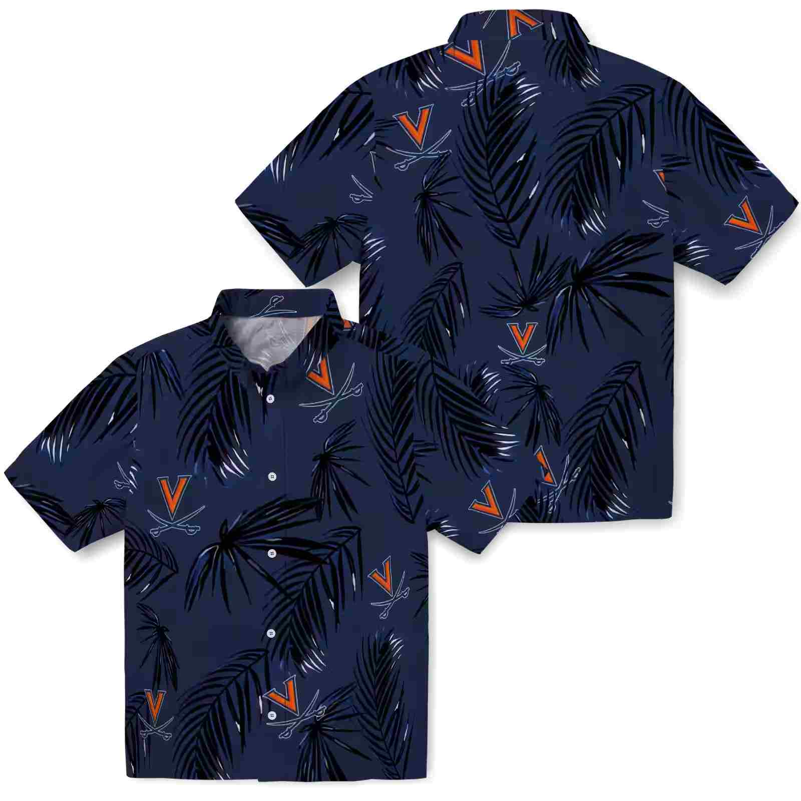 virginia cavaliers palm leaf blue hawaiian shirt high quality