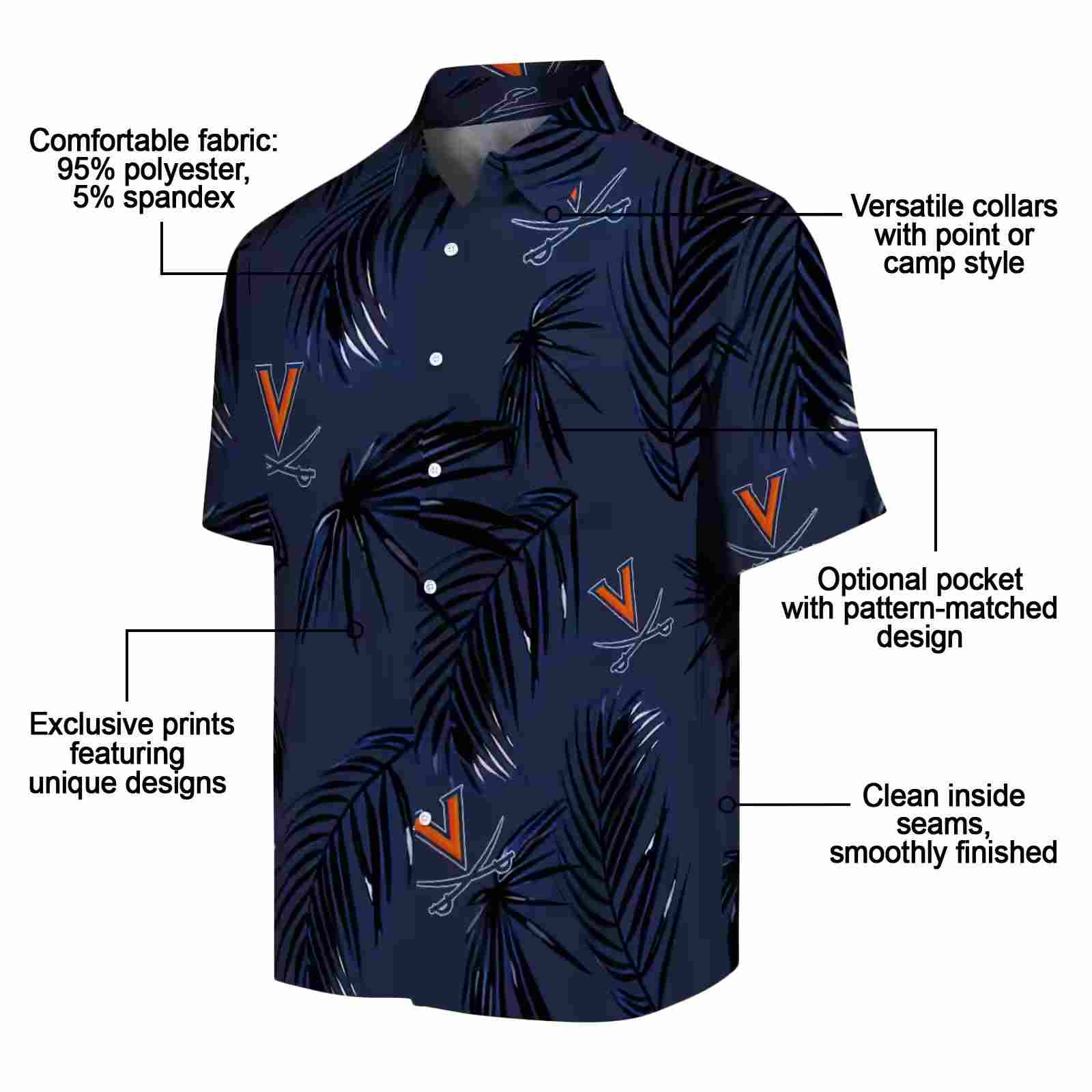 virginia cavaliers palm leaf blue hawaiian shirt new arrival