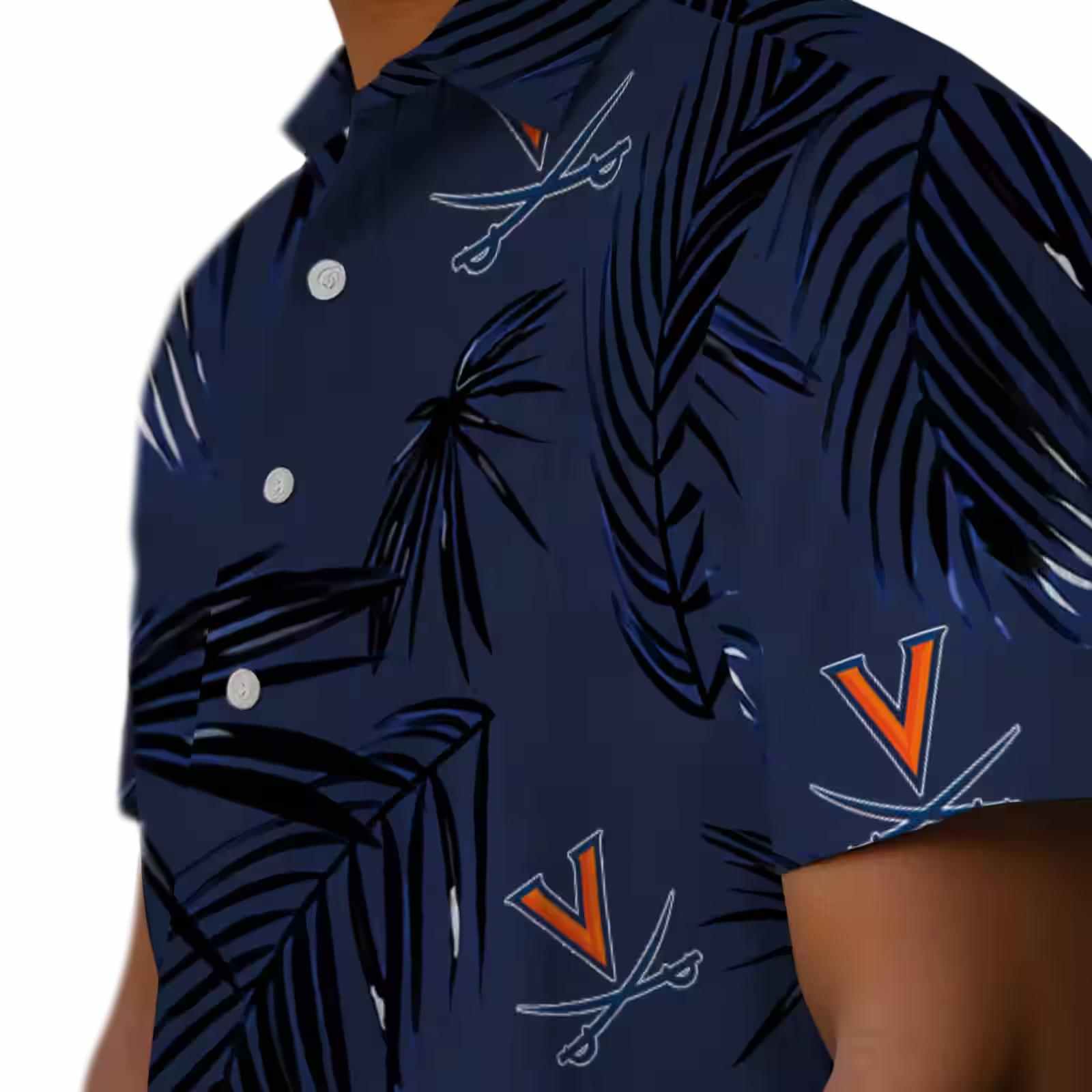 virginia cavaliers palm leaf blue hawaiian shirt trendy