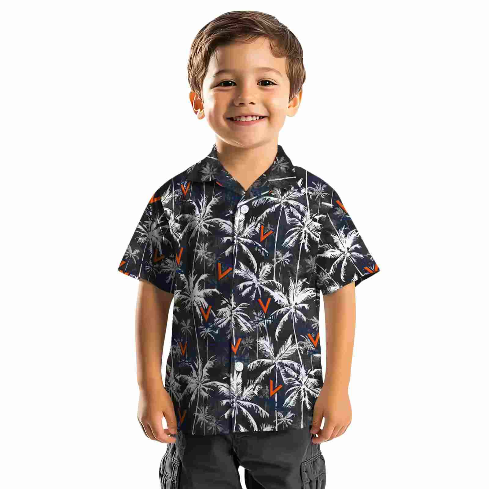 virginia cavaliers palm pattern blue black hawaiian shirt top rated