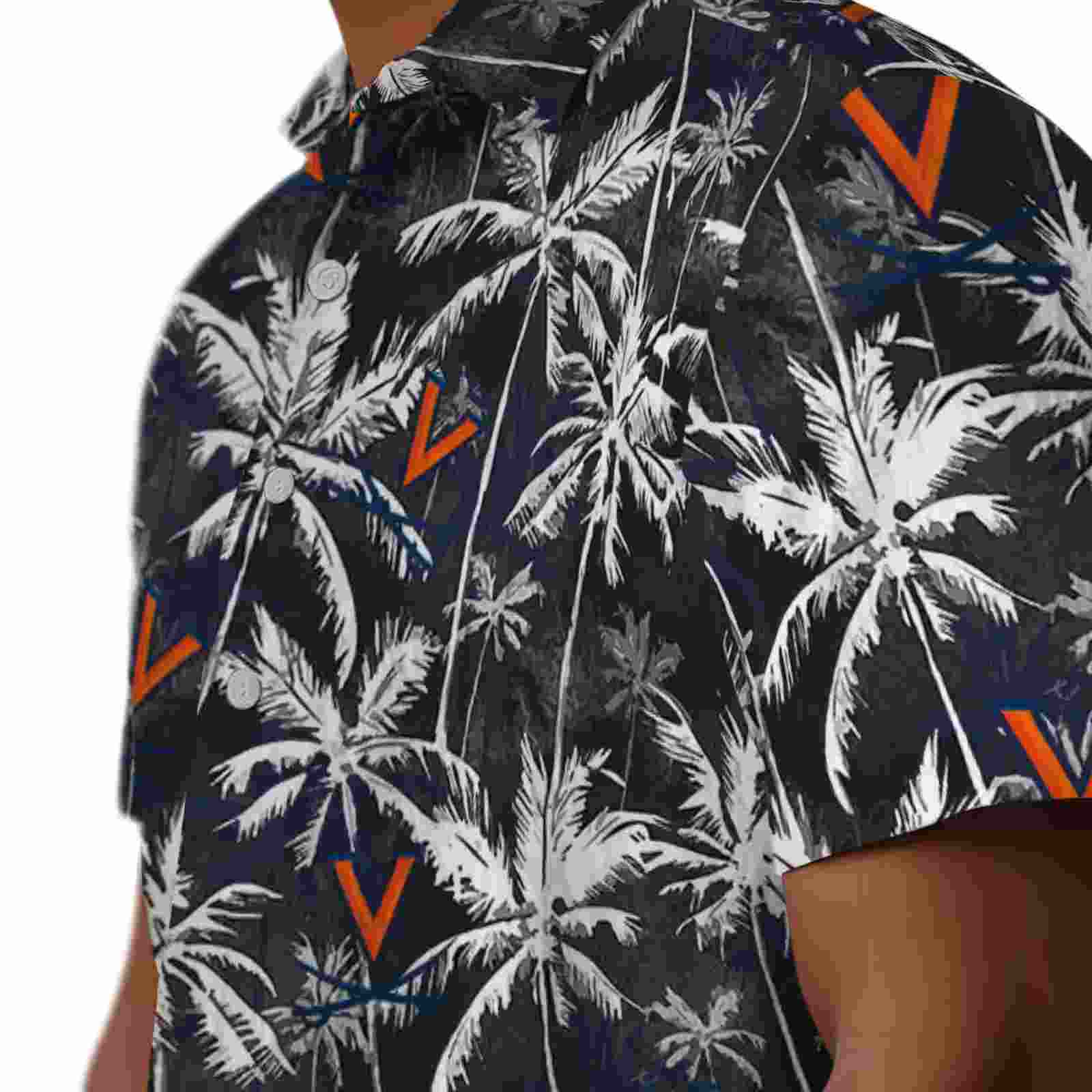 virginia cavaliers palm pattern blue black hawaiian shirt trendy