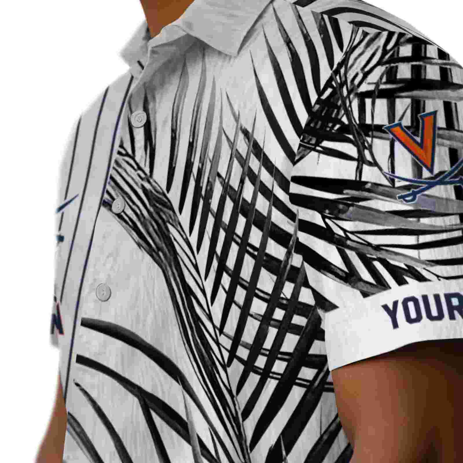 virginia cavaliers palm stripes blue black white hawaiian shirt trendy