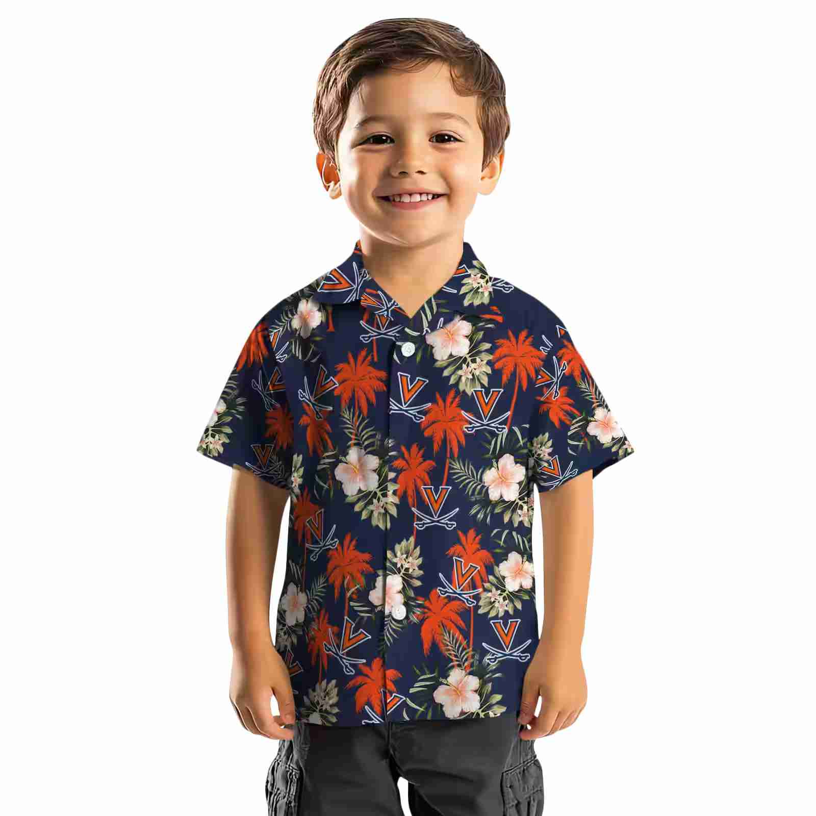 virginia cavaliers palm tree flower blue hawaiian shirt top rated