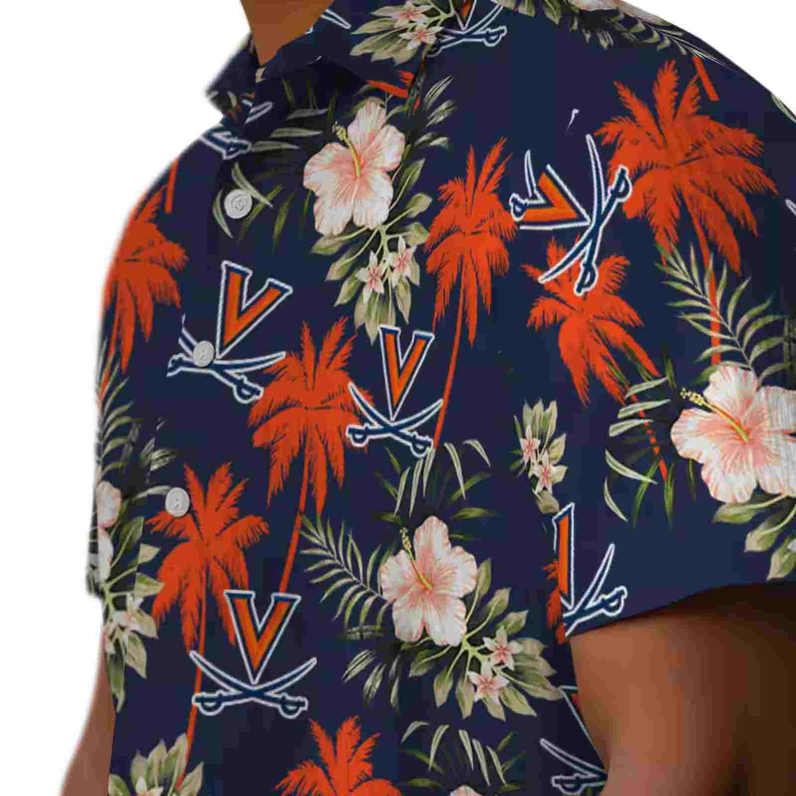 virginia cavaliers palm tree flower blue hawaiian shirt trendy