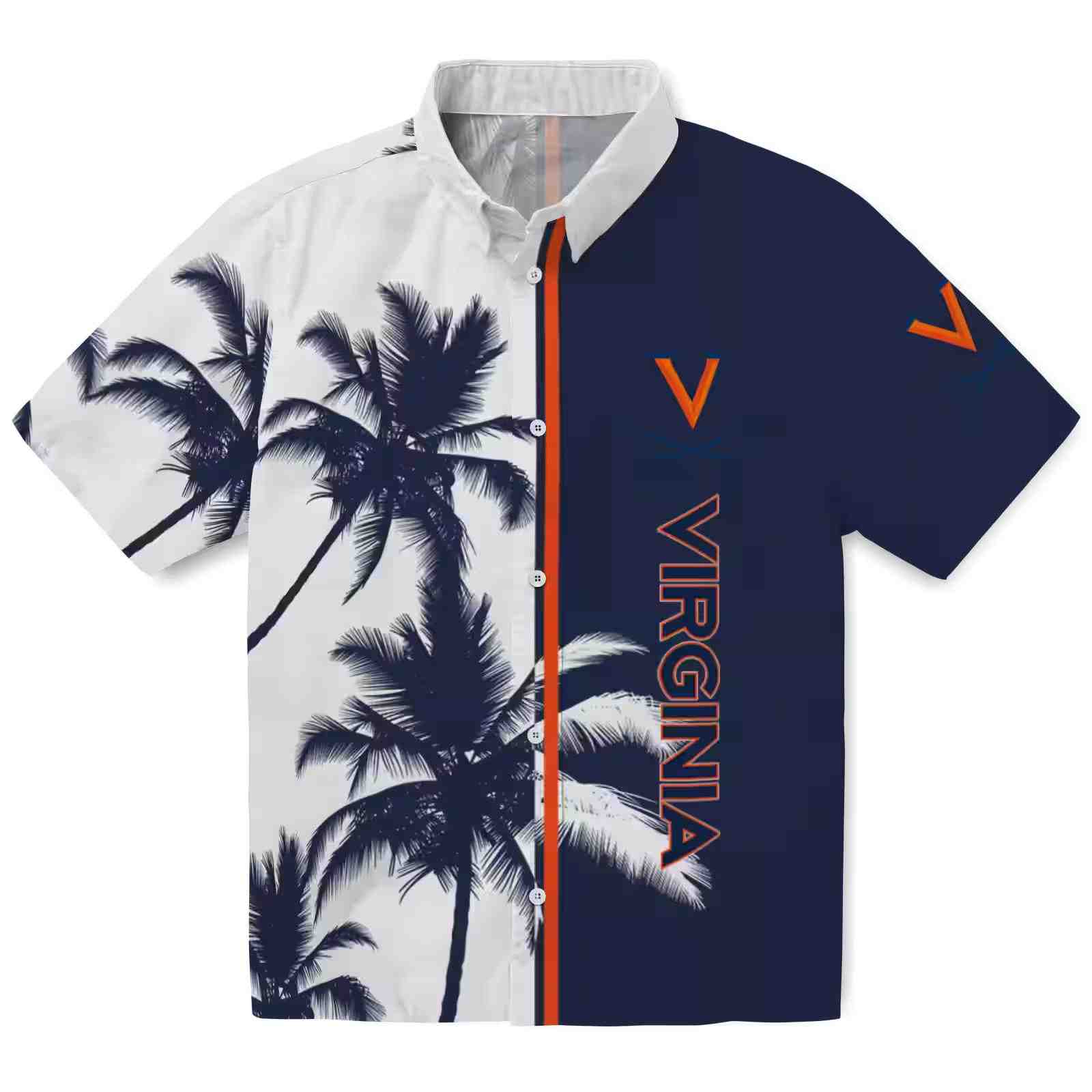 Virginia Cavaliers Palm Trees Blue White Hawaiian Shirt