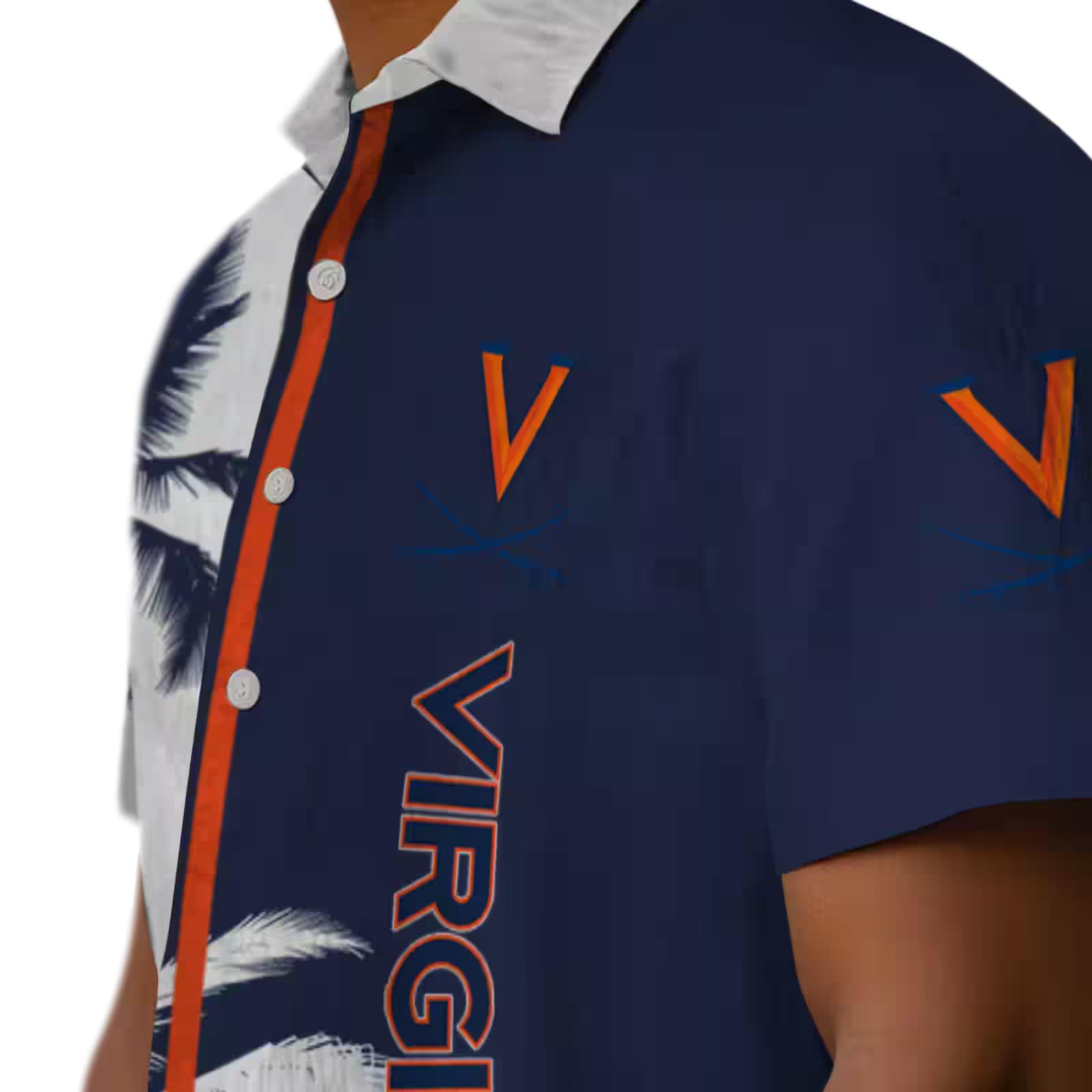 virginia cavaliers palm trees blue white hawaiian shirt trendy