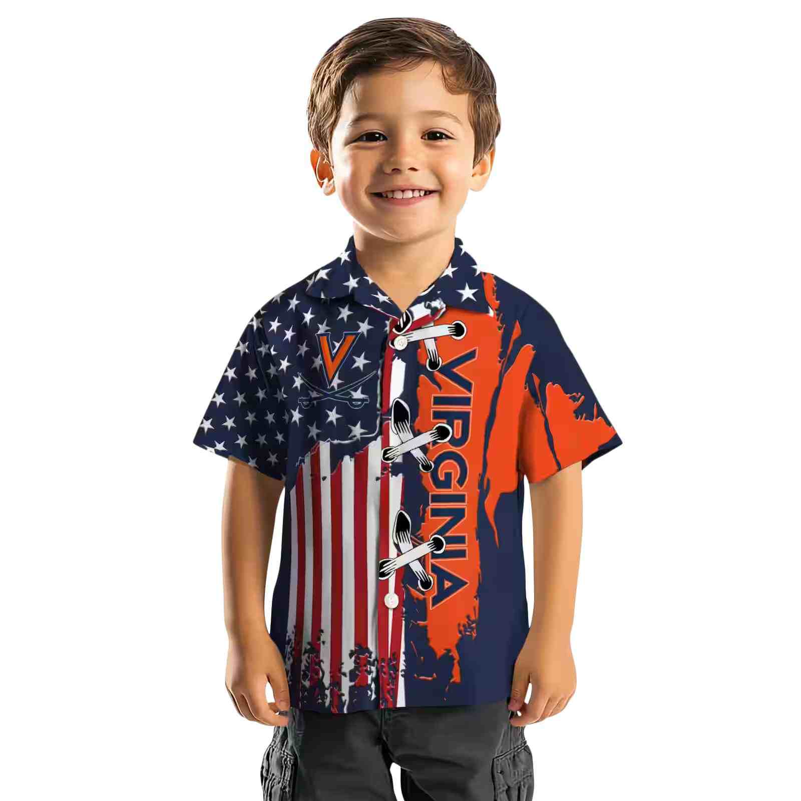 virginia cavaliers stitched flag blue hawaiian shirt top rated