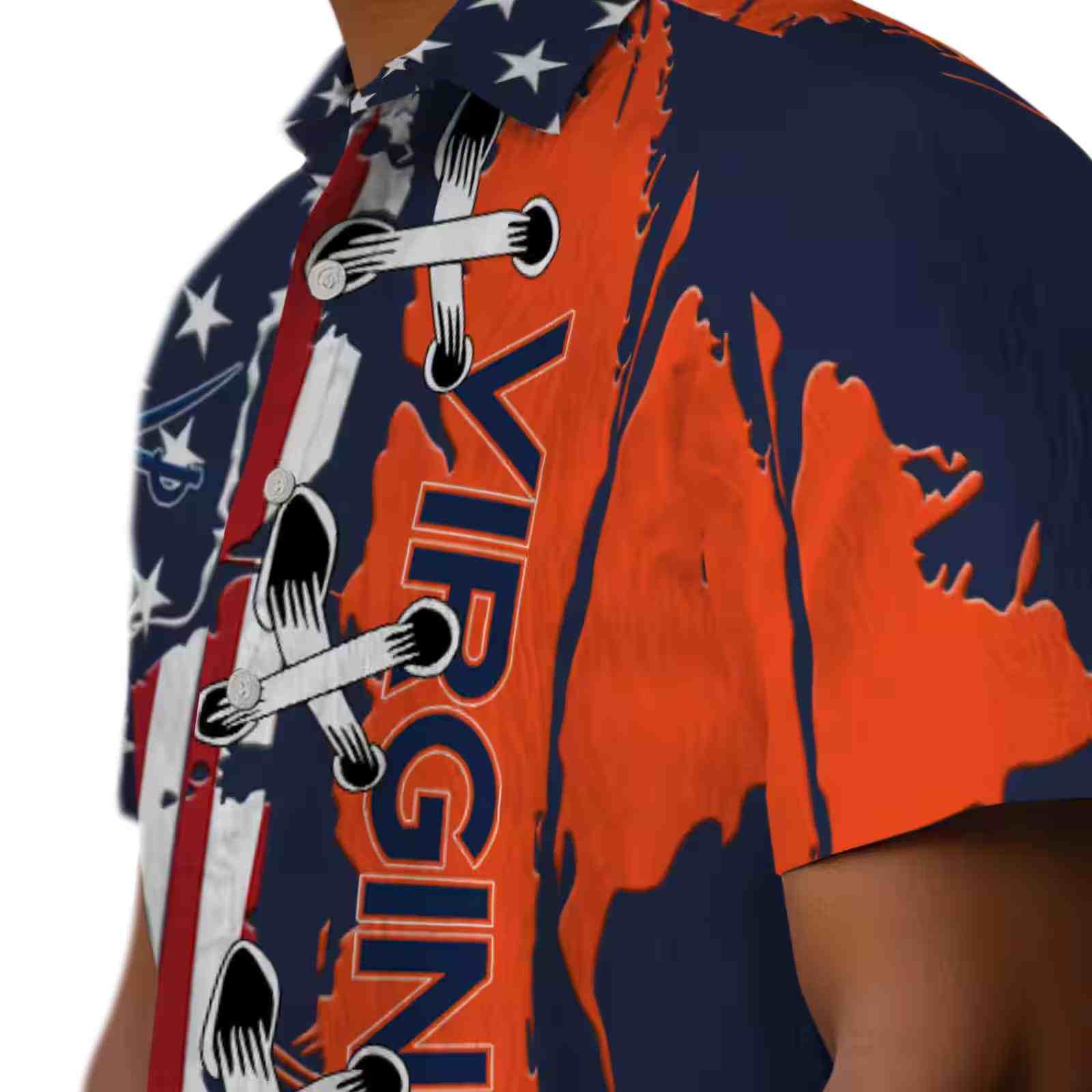 virginia cavaliers stitched flag blue hawaiian shirt trendy