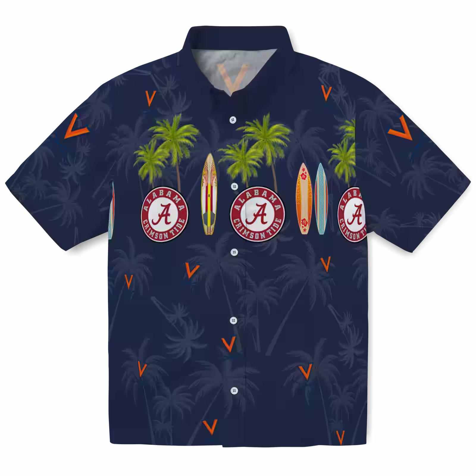 Virginia Cavaliers Surfboard Palm Blue Hawaiian Shirt