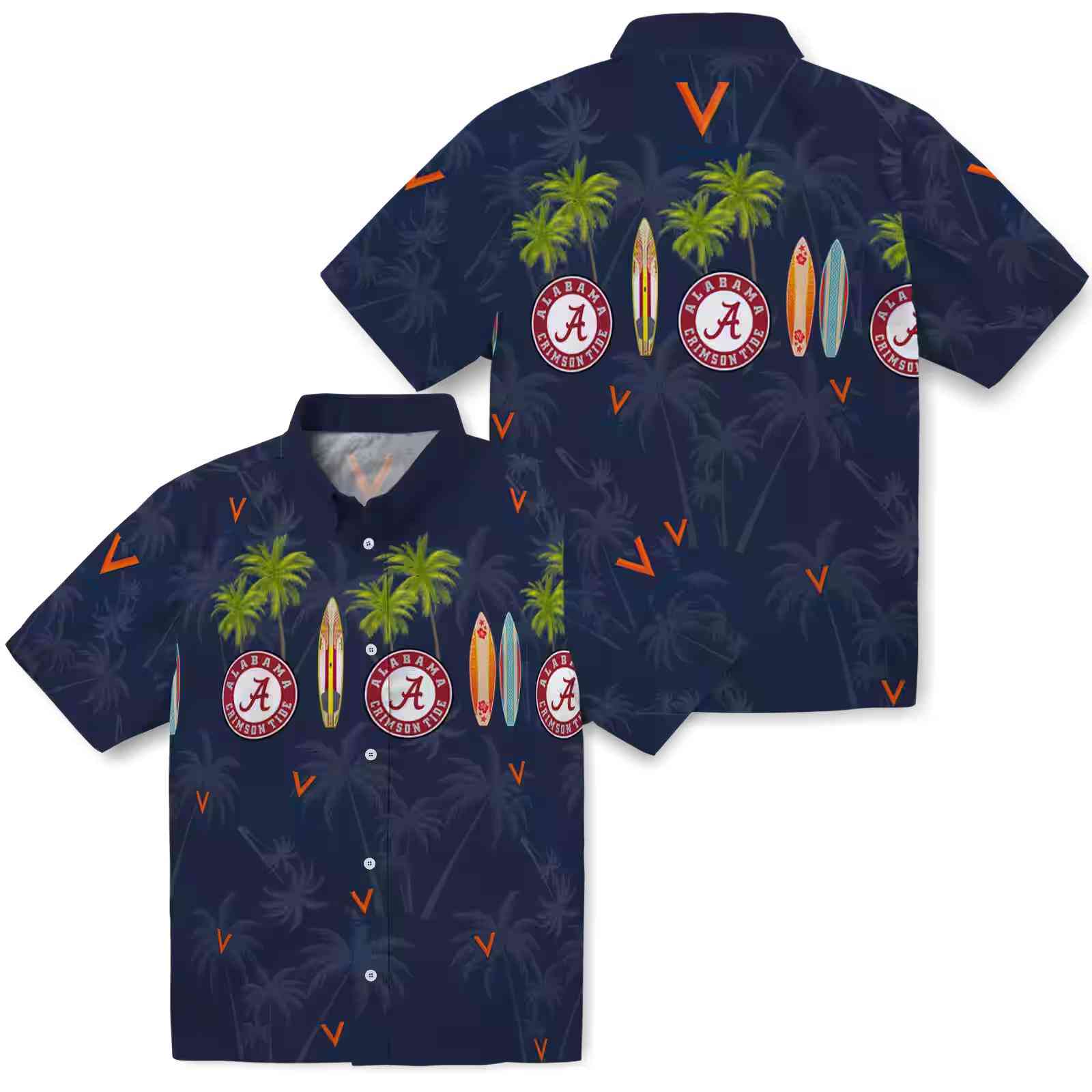 virginia cavaliers surfboard palm blue hawaiian shirt high quality