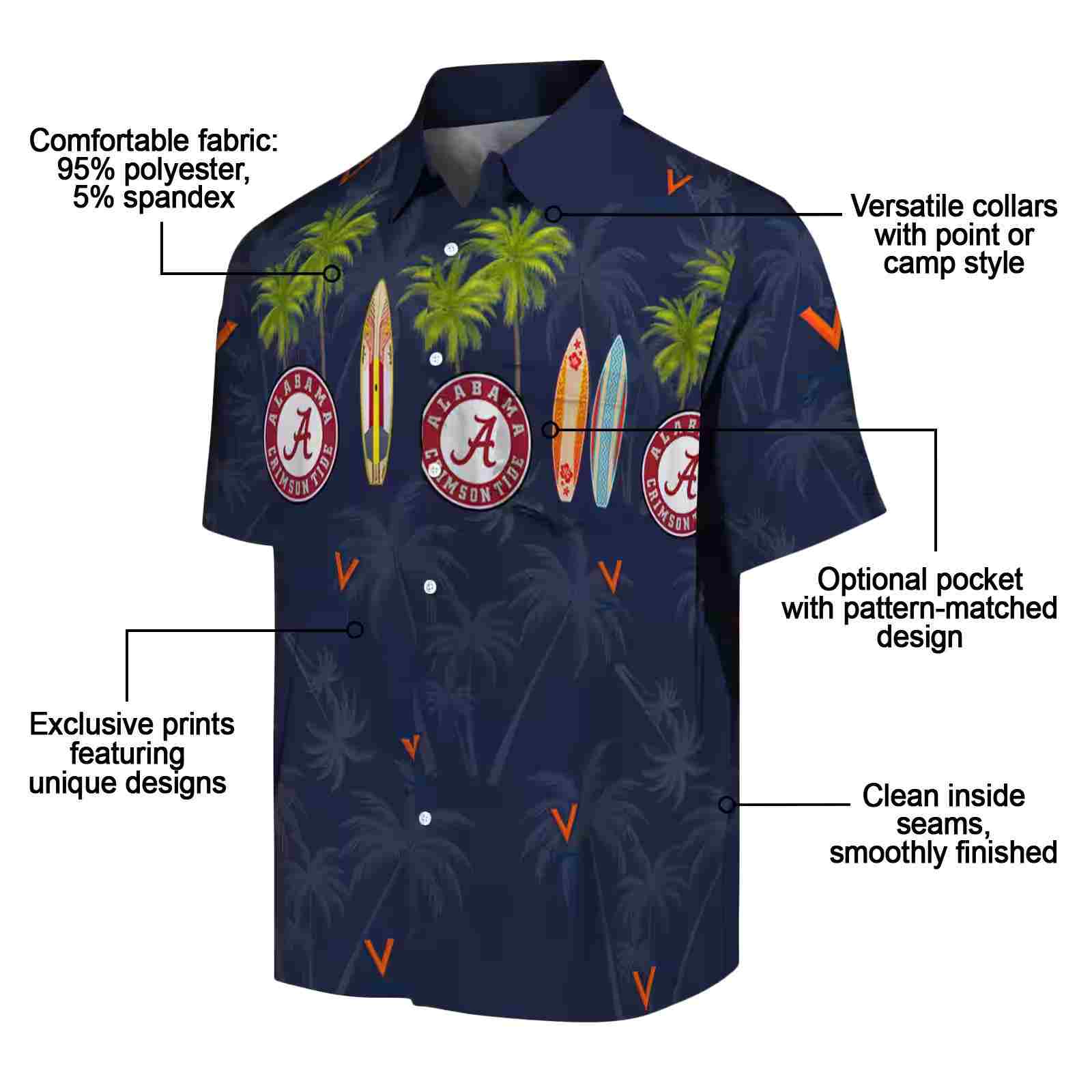 virginia cavaliers surfboard palm blue hawaiian shirt new arrival