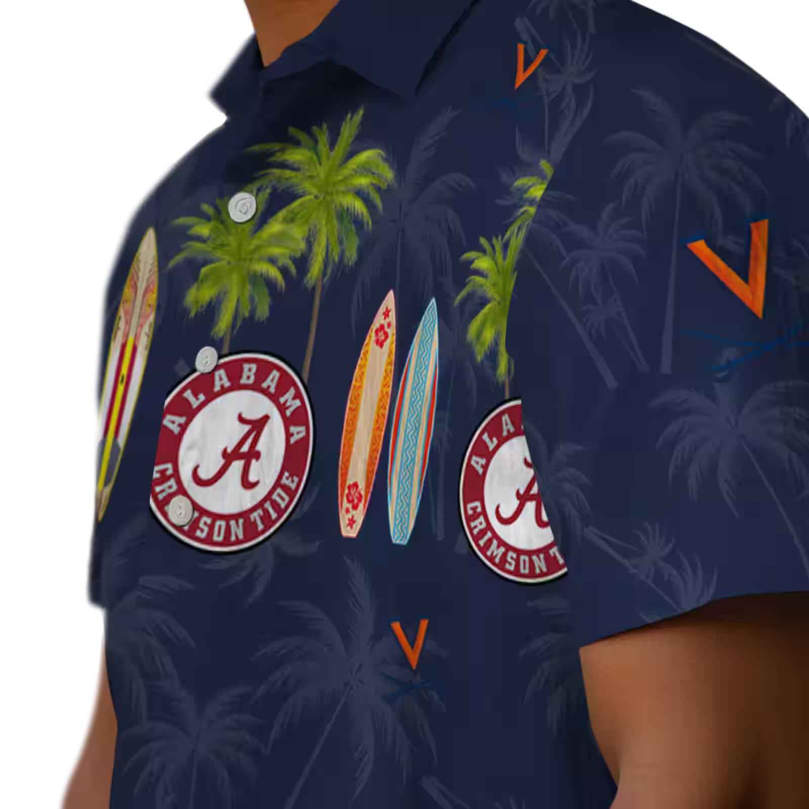 virginia cavaliers surfboard palm blue hawaiian shirt trendy