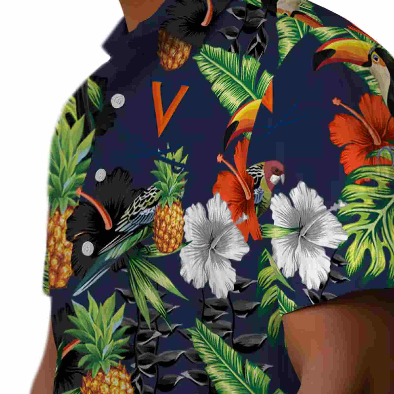 virginia cavaliers toucan hibiscus pineapple blue green hawaiian shirt trendy