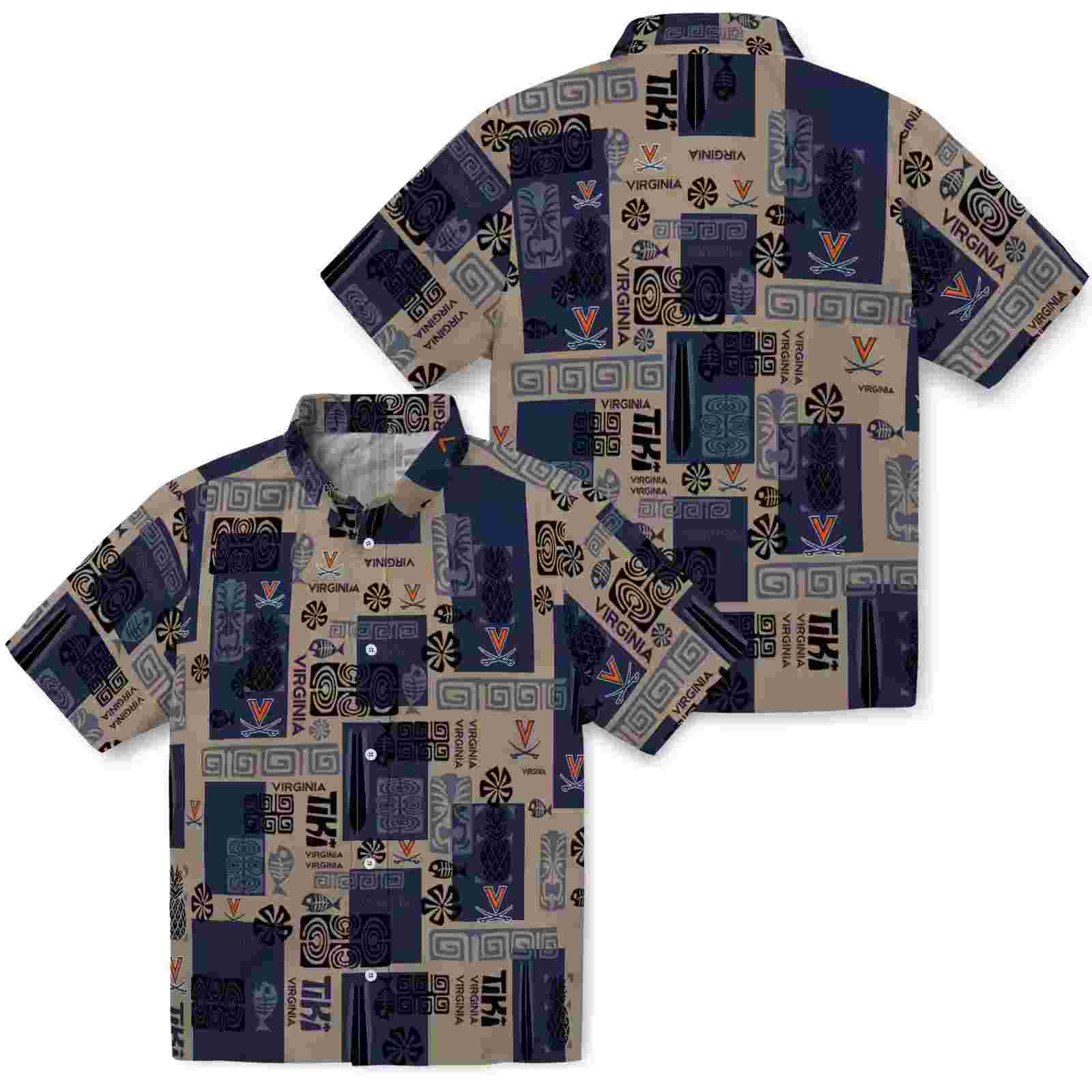 virginia cavaliers tribal symbols blue hawaiian shirt high quality