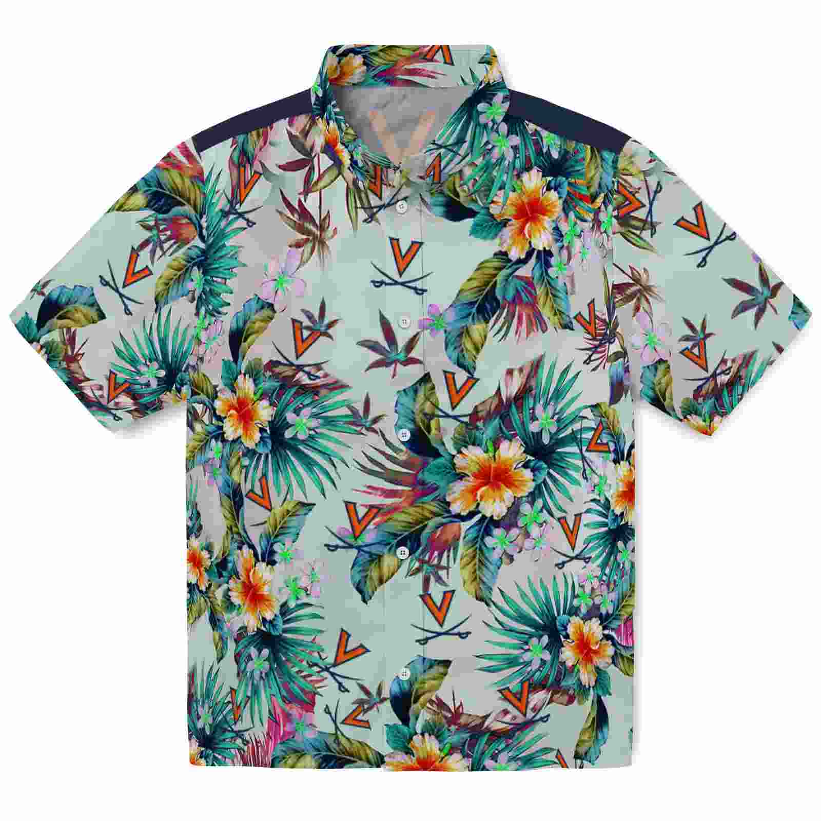 Virginia Cavaliers Tropical Foliage Green Hawaiian Shirt