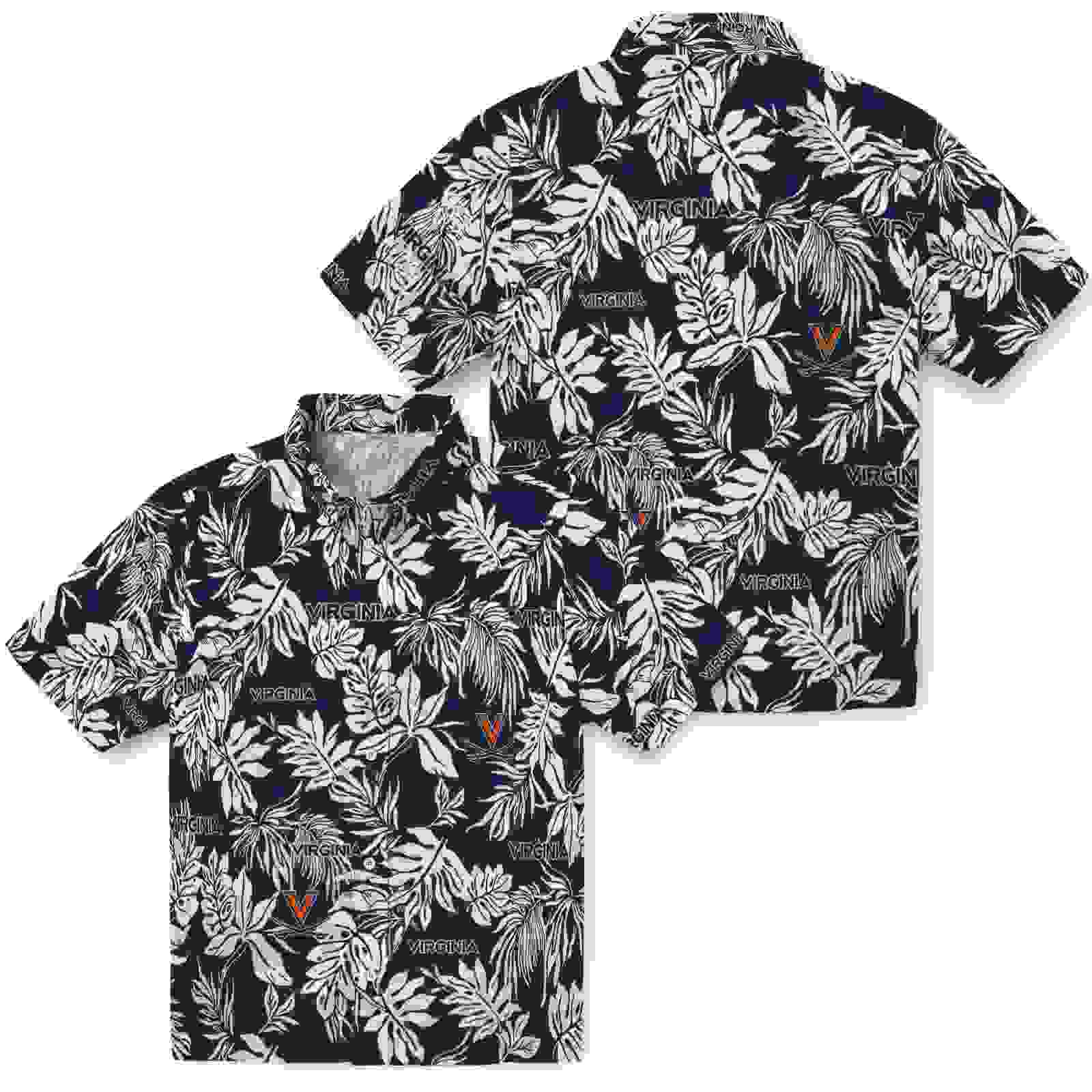 virginia cavaliers tropical leaf blue white hawaiian shirt high quality