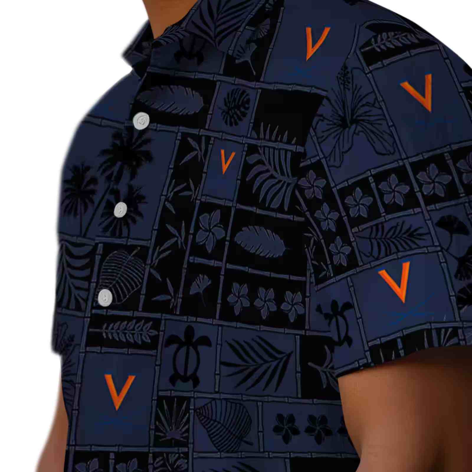 virginia cavaliers tropical patchwork blue black hawaiian shirt trendy