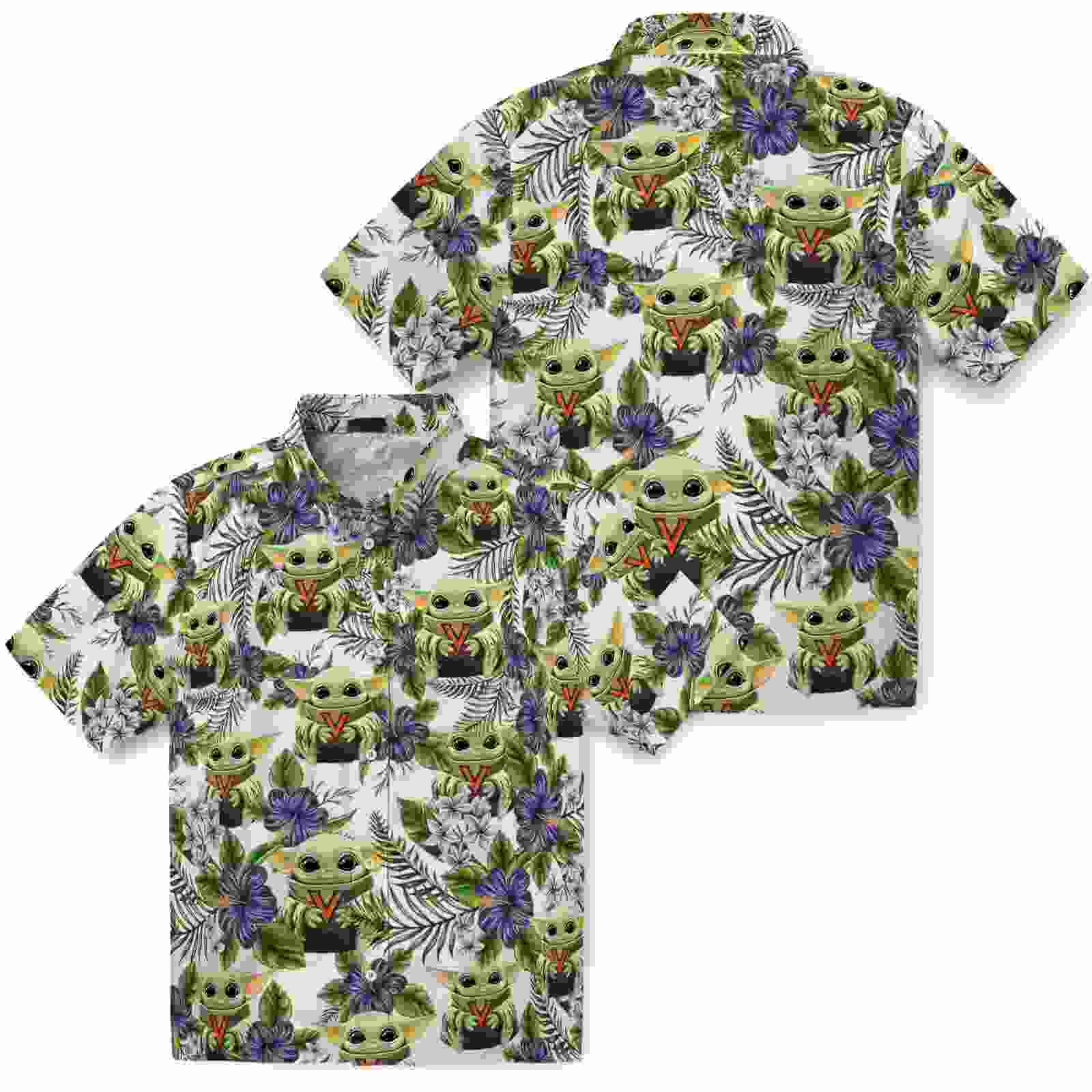 virginia cavaliers tropical yoda green hawaiian shirt high quality