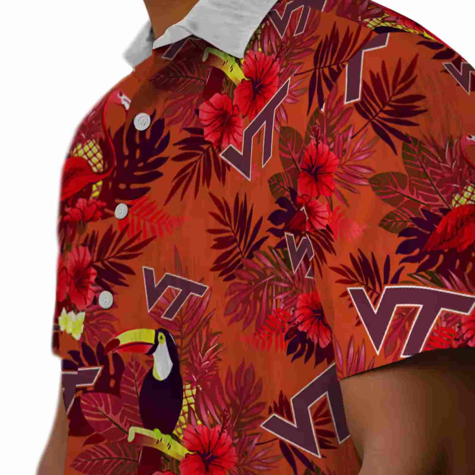 virginia tech hokies floral toucan maroon red hawaiian shirt trendy