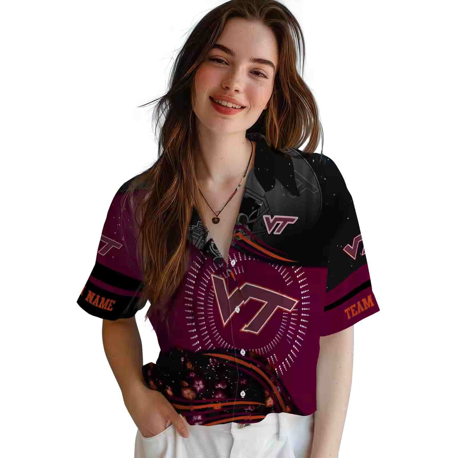 virginia tech hokies football wave maroon black hawaiian shirt latest model