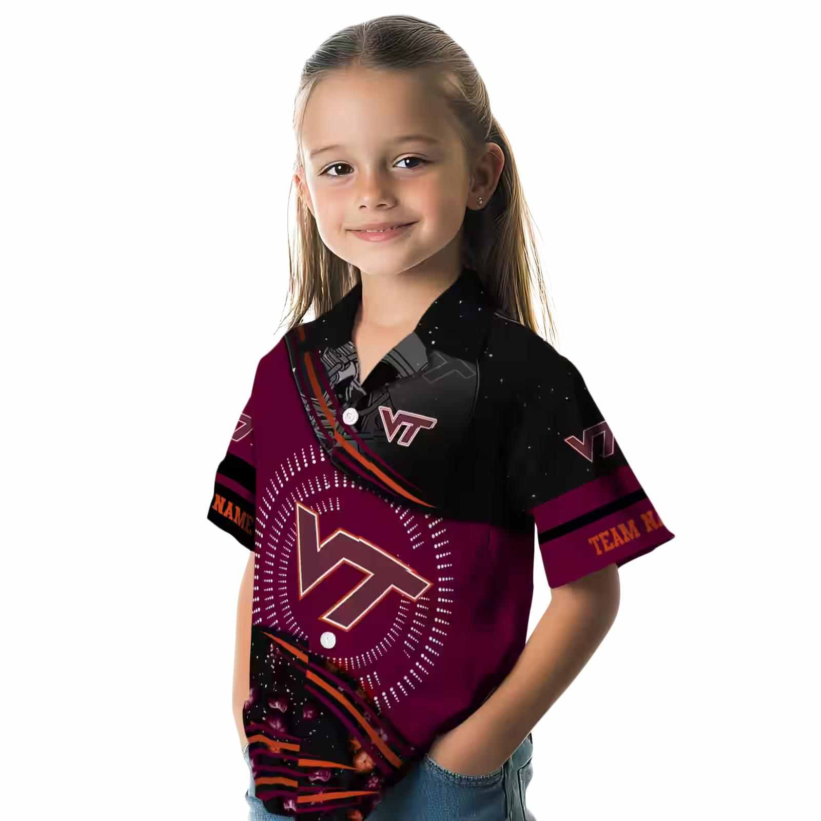 virginia tech hokies football wave maroon black hawaiian shirt premium grade