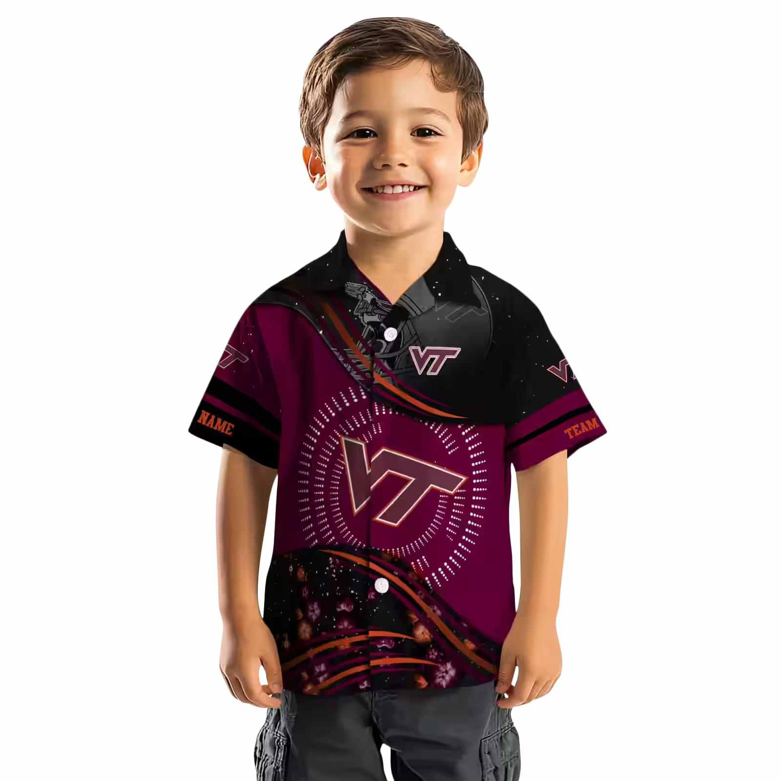 virginia tech hokies football wave maroon black hawaiian shirt top rated