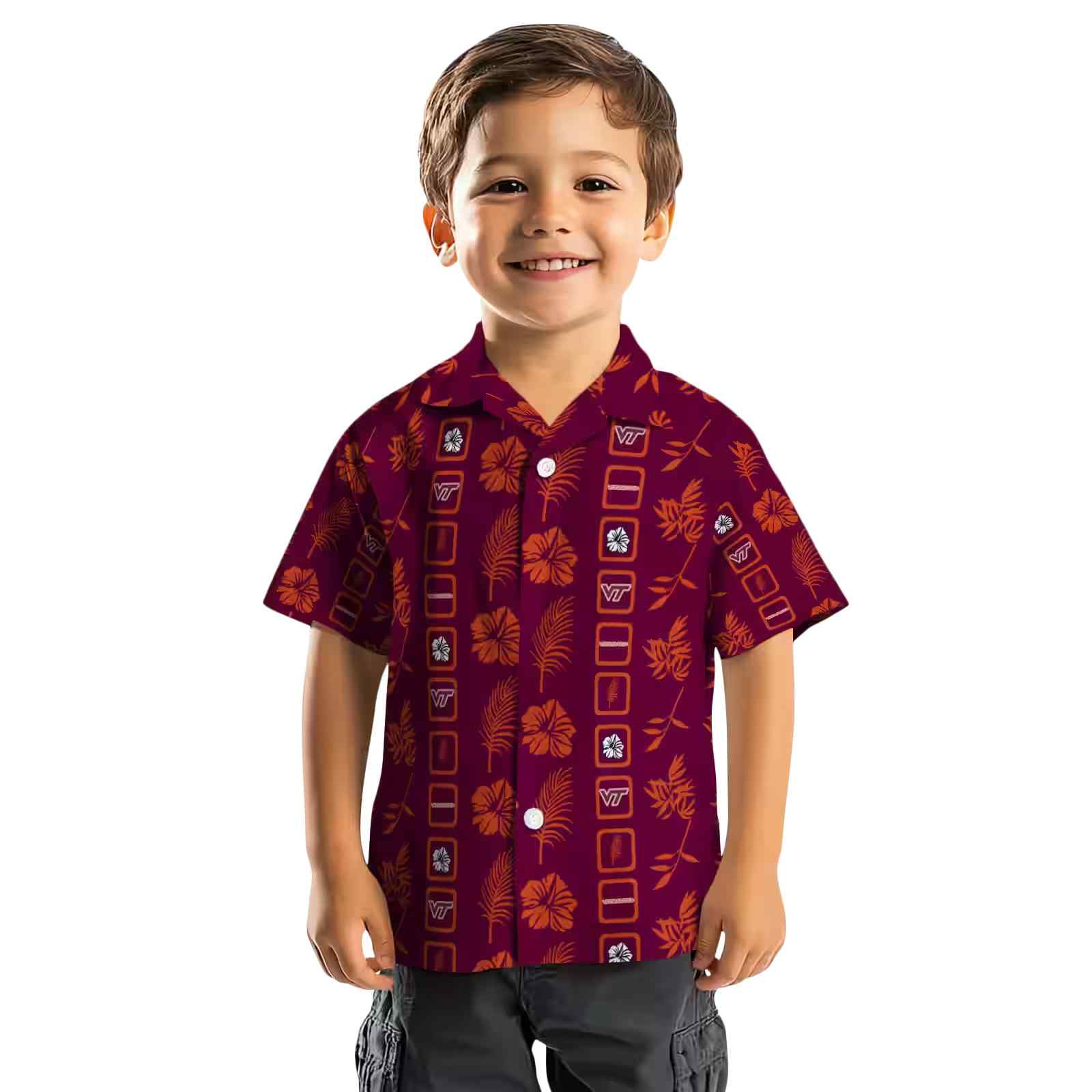 virginia tech hokies framed floral maroon hawaiian shirt top rated