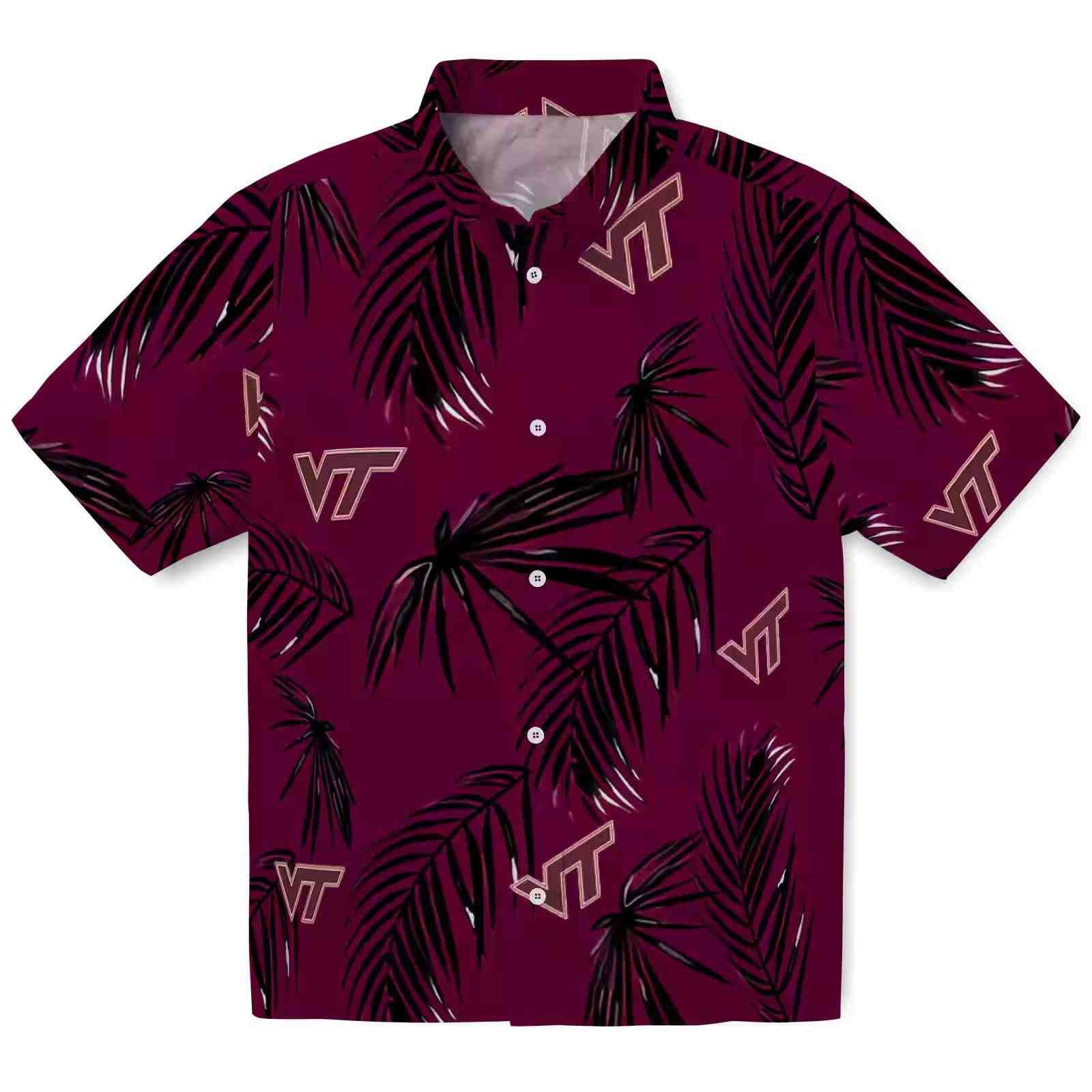 Virginia Tech Hokies Palm Leaf Maroon Hawaiian Shirt