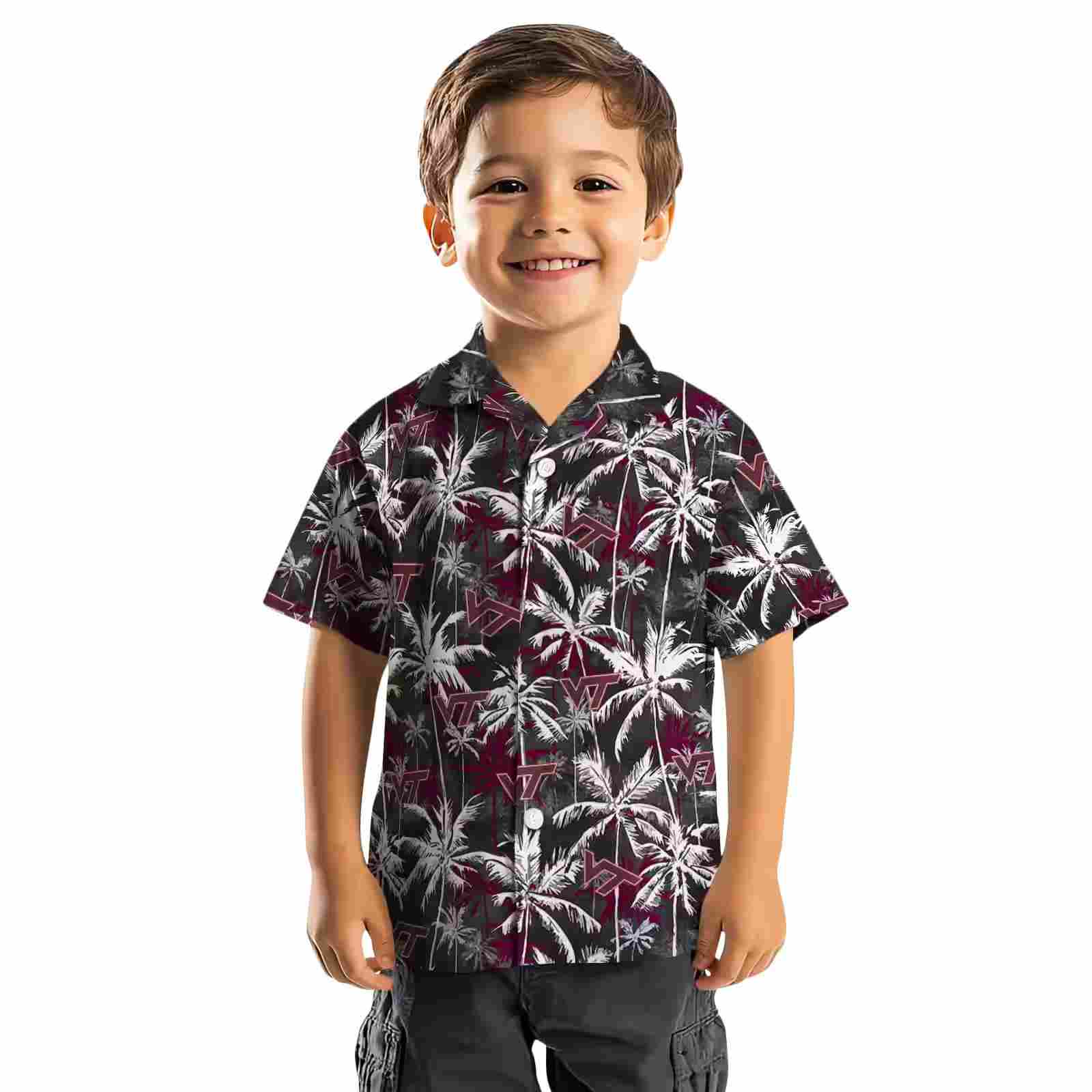 virginia tech hokies palm pattern maroon black hawaiian shirt top rated