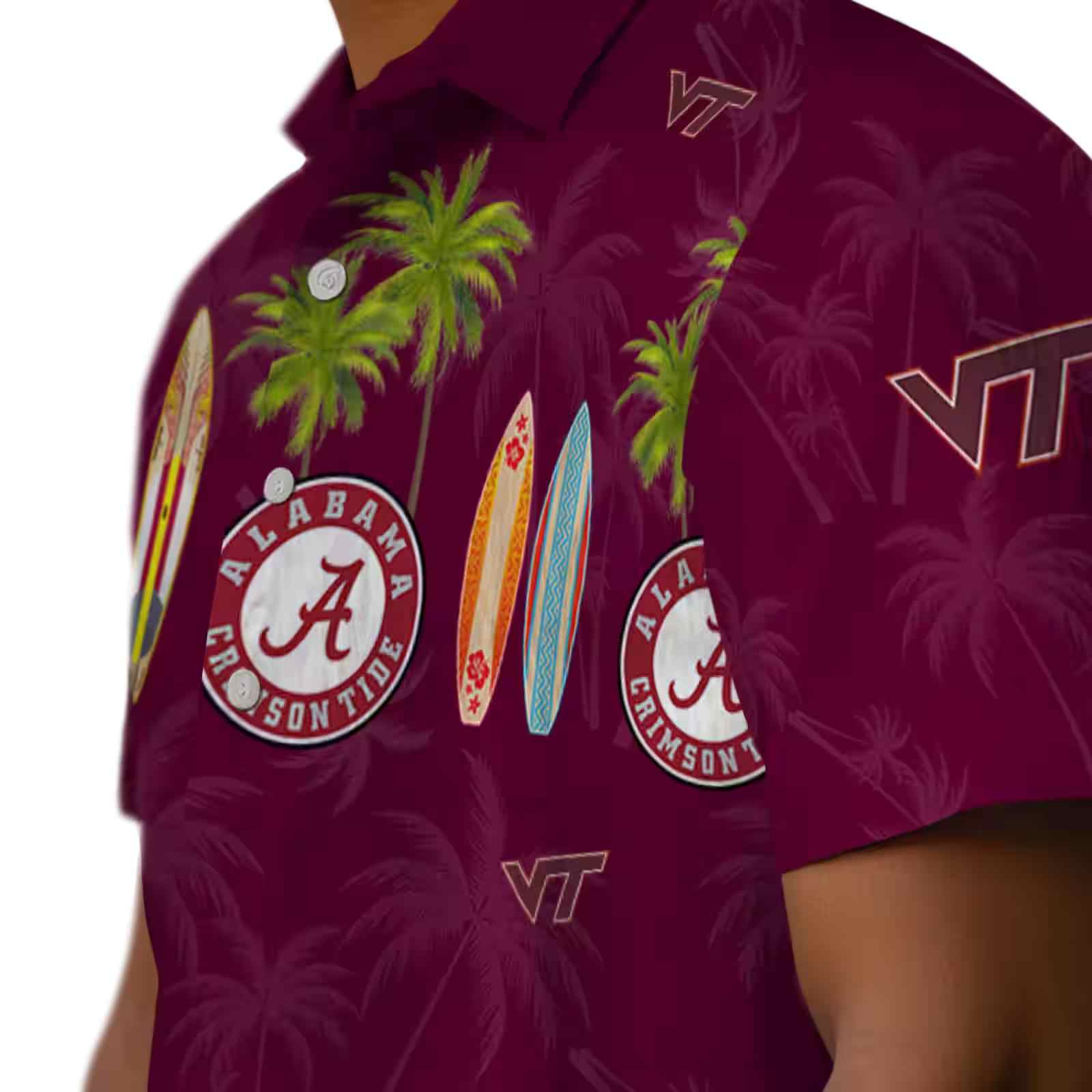 virginia tech hokies surfboard palm maroon hawaiian shirt trendy