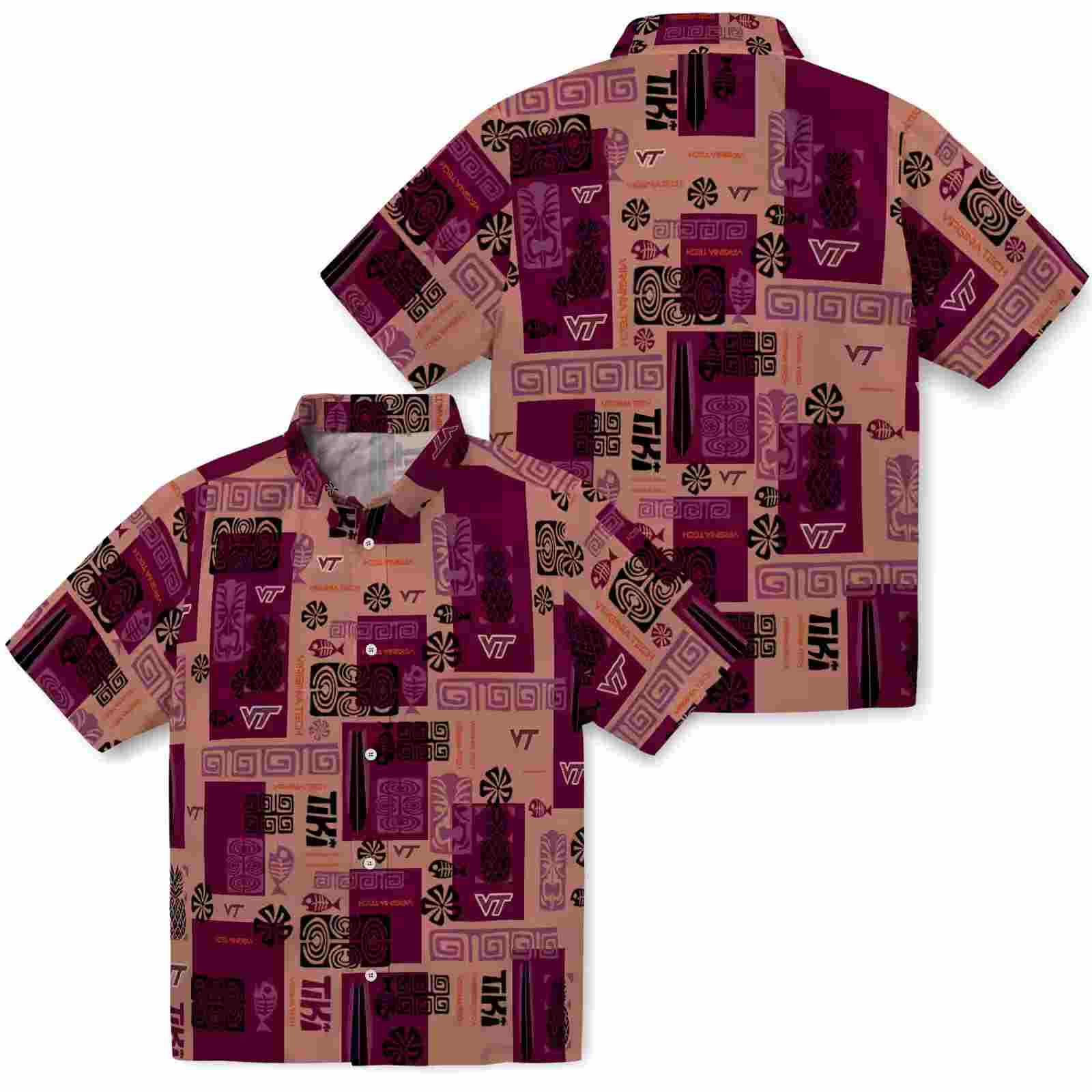 virginia tech hokies tribal symbols maroon hawaiian shirt high quality