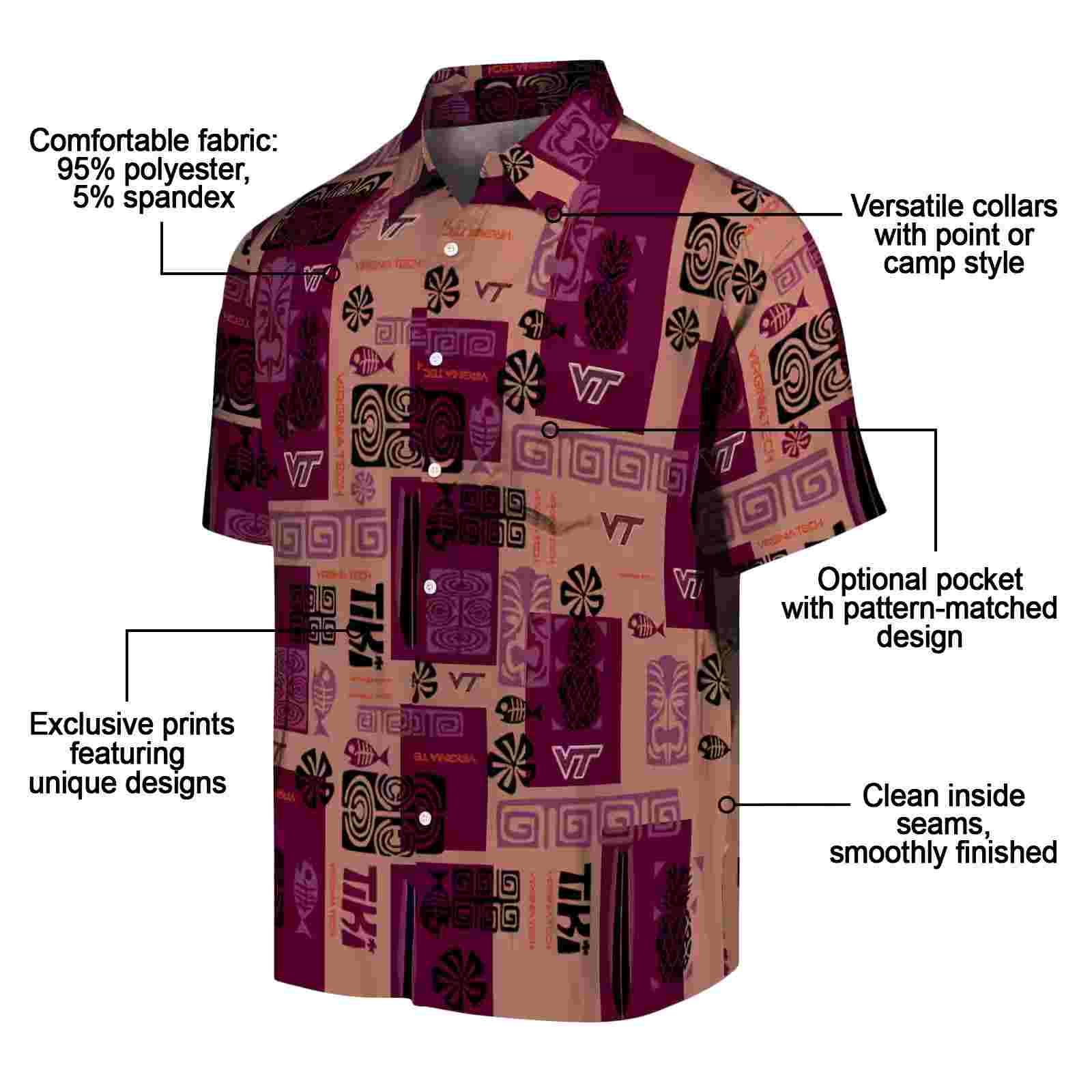 virginia tech hokies tribal symbols maroon hawaiian shirt new arrival