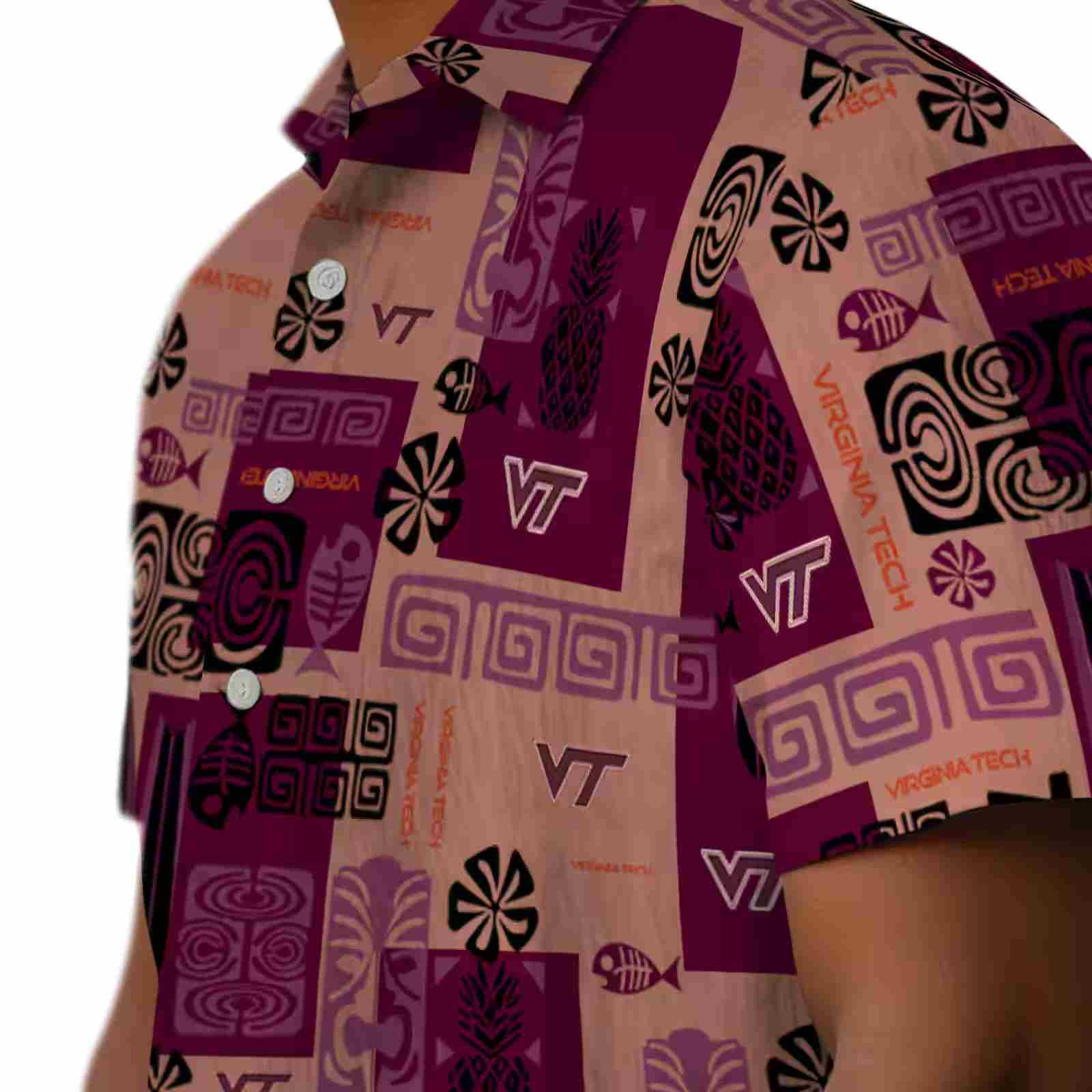 virginia tech hokies tribal symbols maroon hawaiian shirt trendy