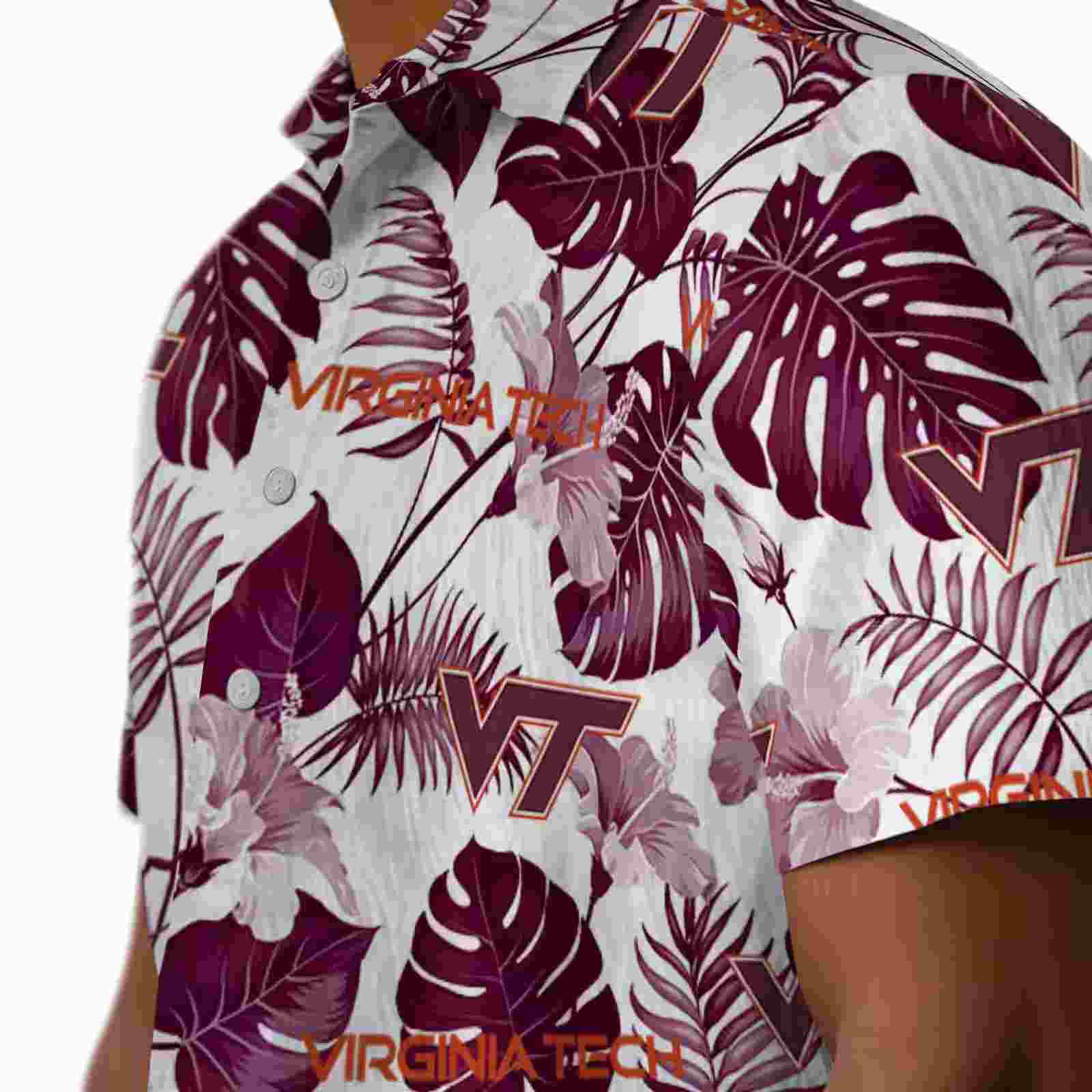 virginia tech hokies tropical plants maroon white hawaiian shirt trendy