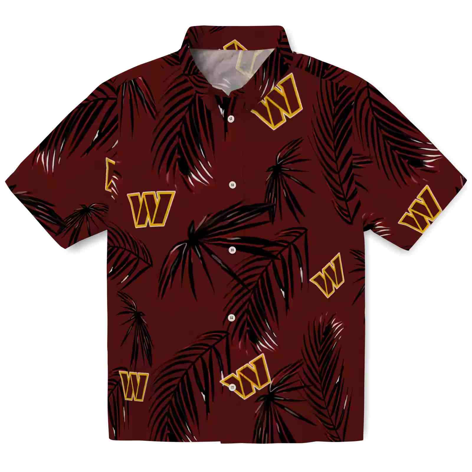 Washington Commanders Palm Leaf Burgundy Hawaiian Shirt