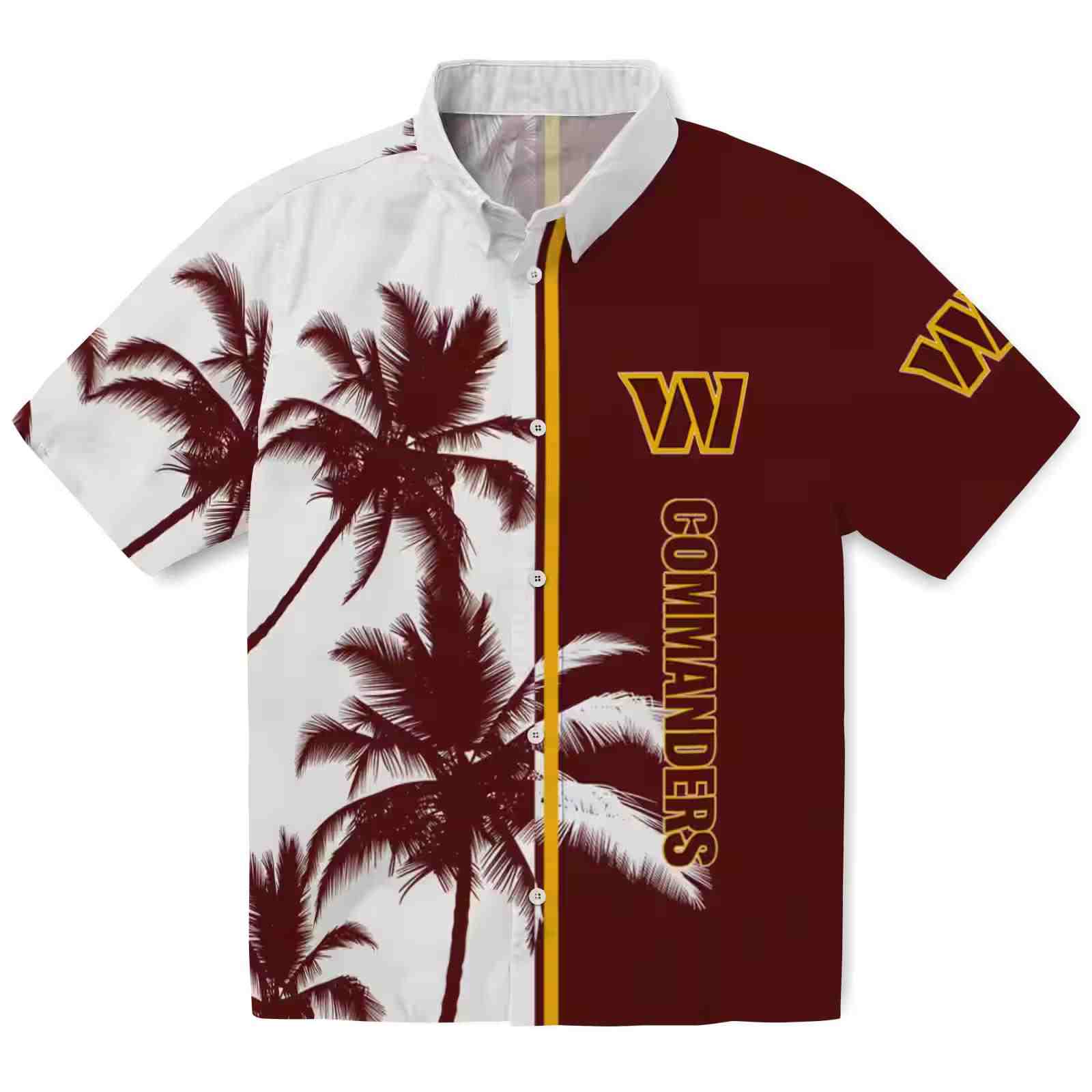 Washington Commanders Palm Trees Burgundy White Hawaiian Shirt